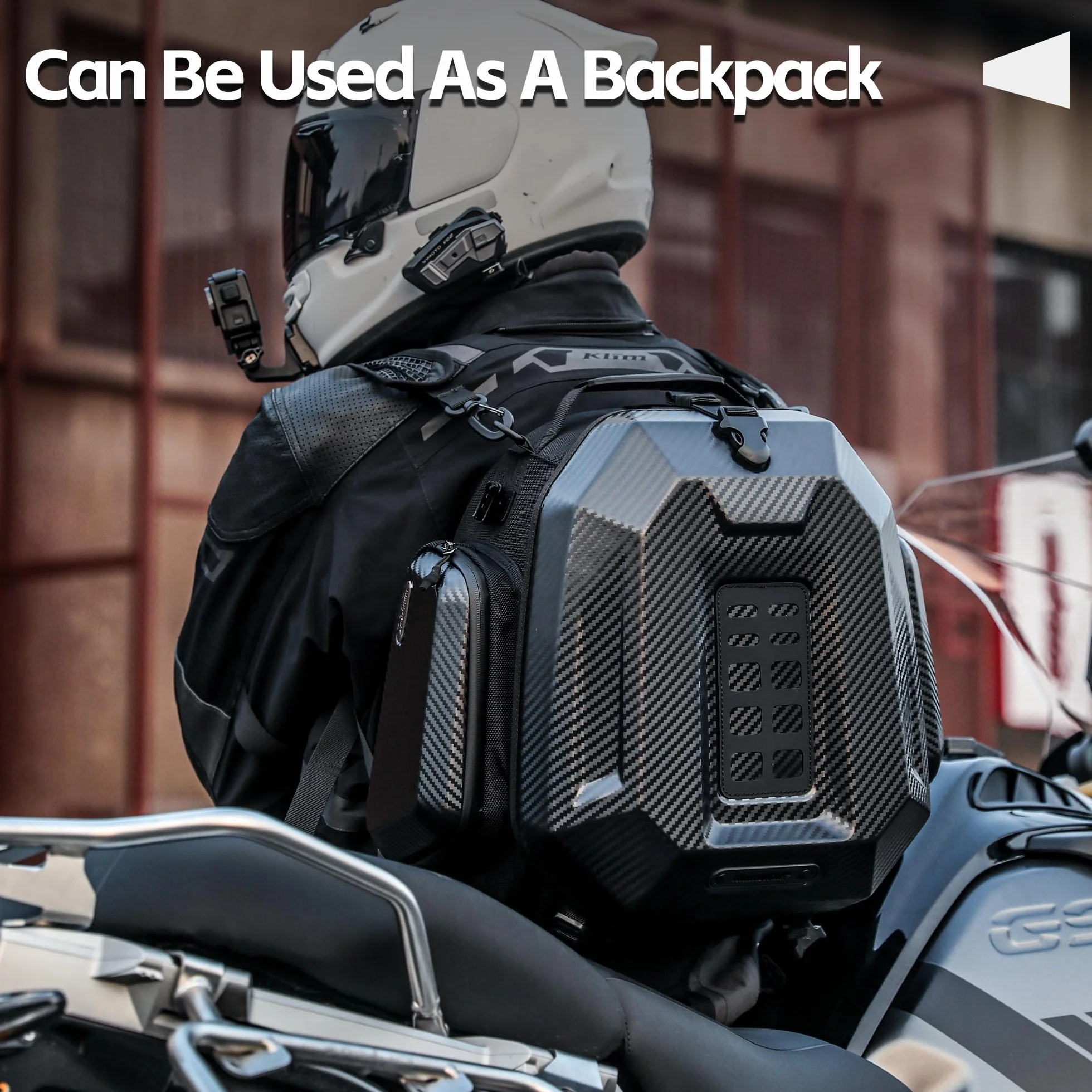 Rhinowalk - Borsa da moto per sella posteriore, borsa da viaggio espandibile per casco da moto, 23L-35L, impermeabile per ogni tempo/bagagliaio/portapacchi con cinghie per sissy bar - Nero opaco