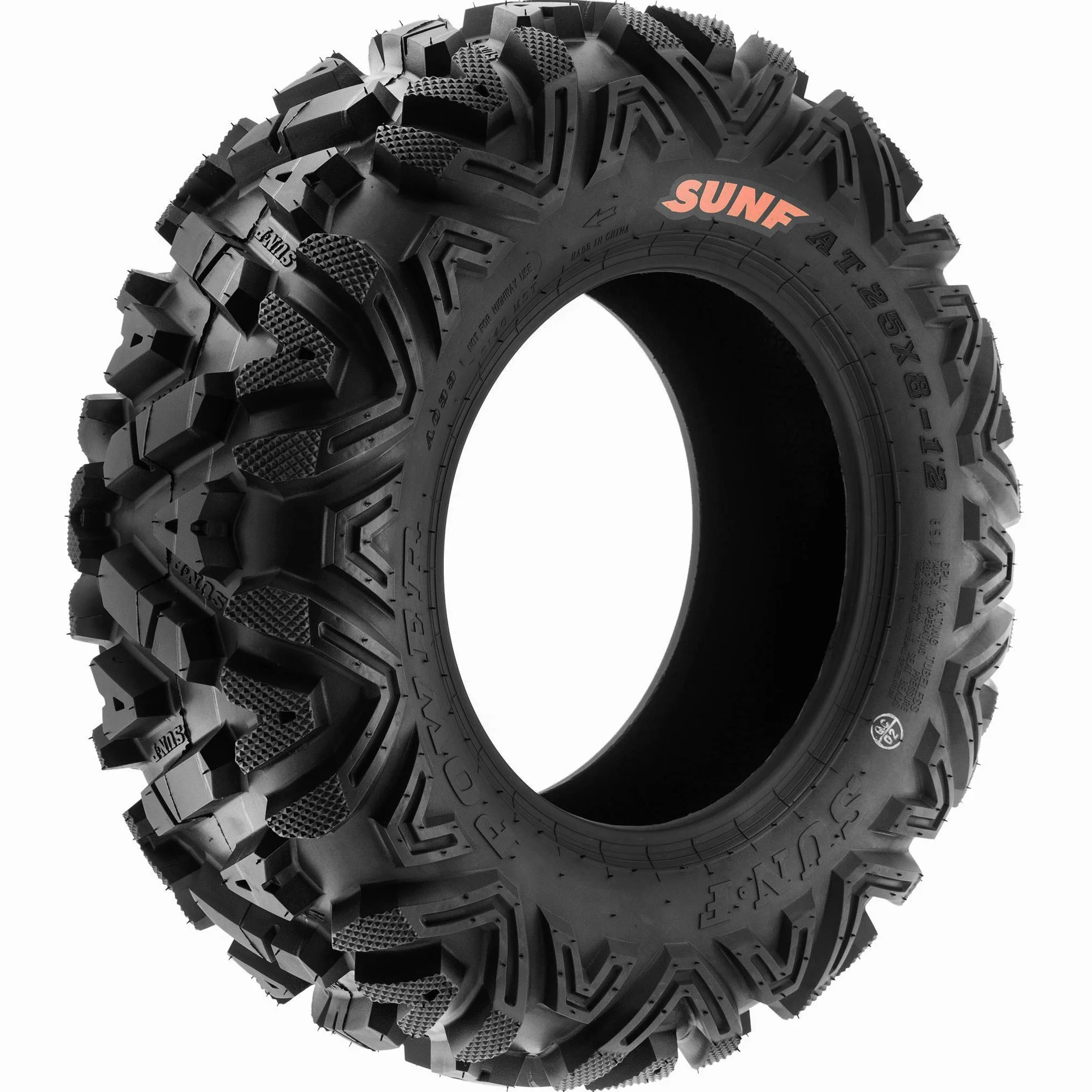 SunF A033 25x8-12 25x8x12 Quad ATV UTV Pneumatici, 6 PR, Tubeless Quad Pneumatici POWER I E4 Mark, set di 2