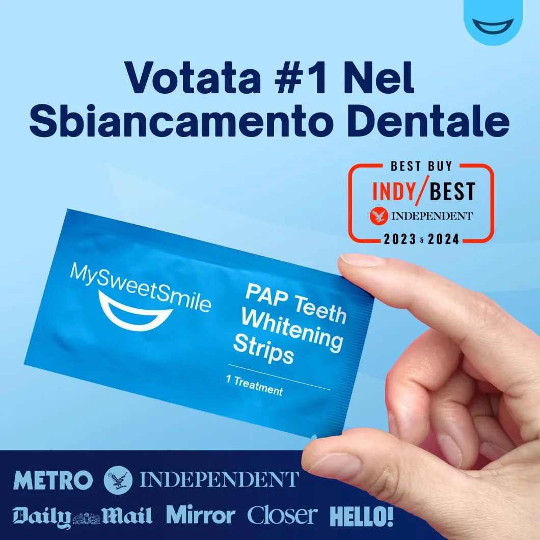 MySweetSmile Strisce sbiancanti per denti Pap - 42 senza perossido - 21 trattamenti - Gusto menta