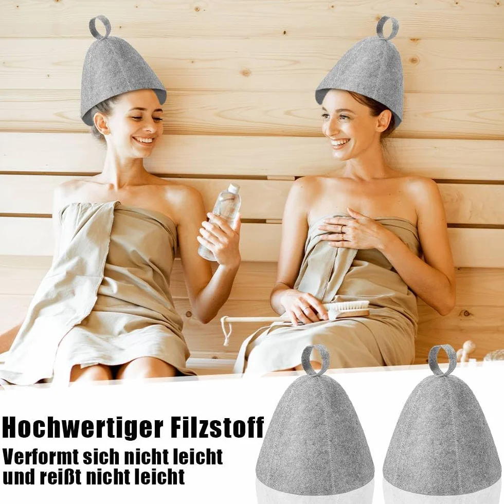 Cappelli da sauna in feltro morbido per uomo e donna grigio