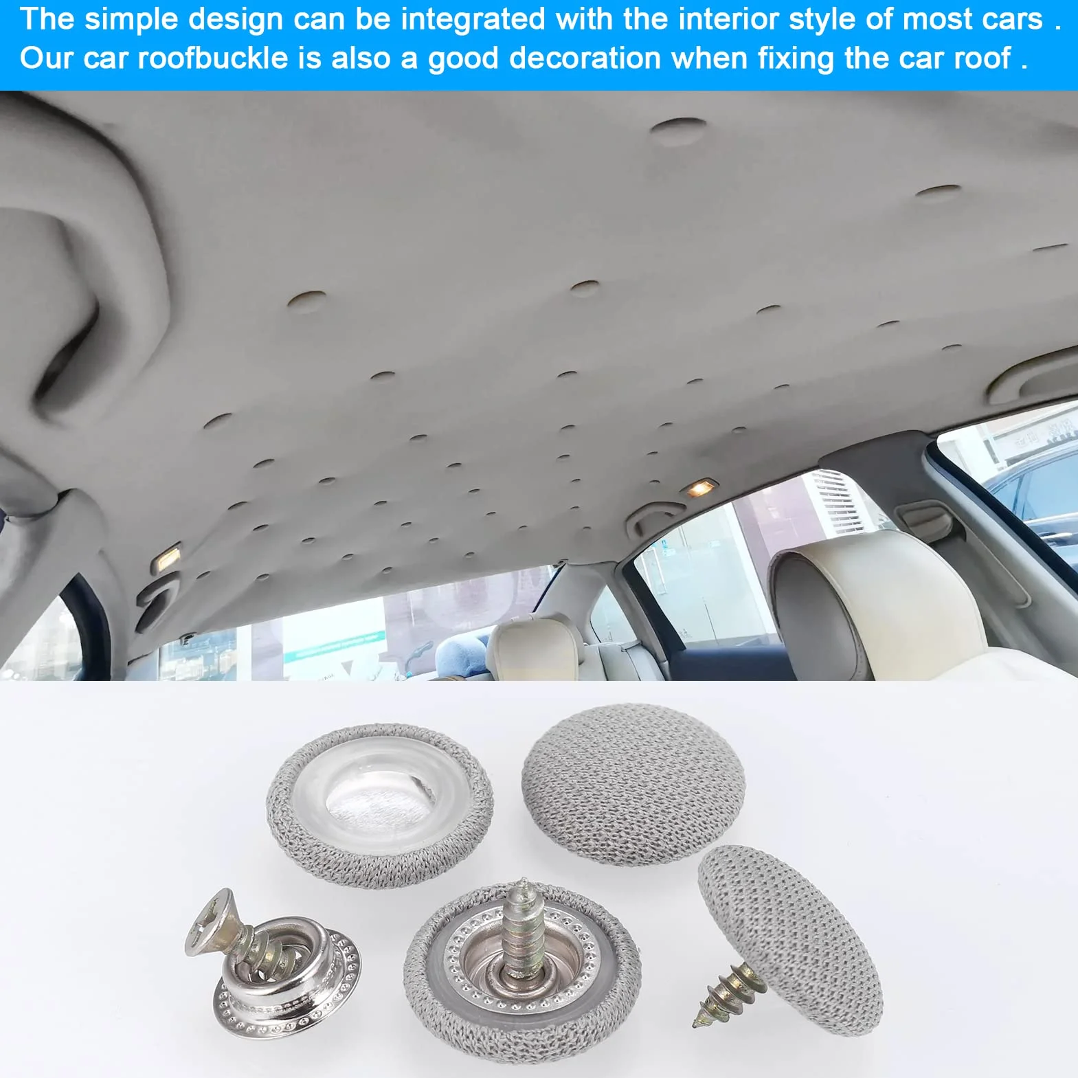 Zocipro Riparazione Cielo Auto Kit 65 Pz Rivetti Pulsante Cacciavite Metro Nastro Grigio