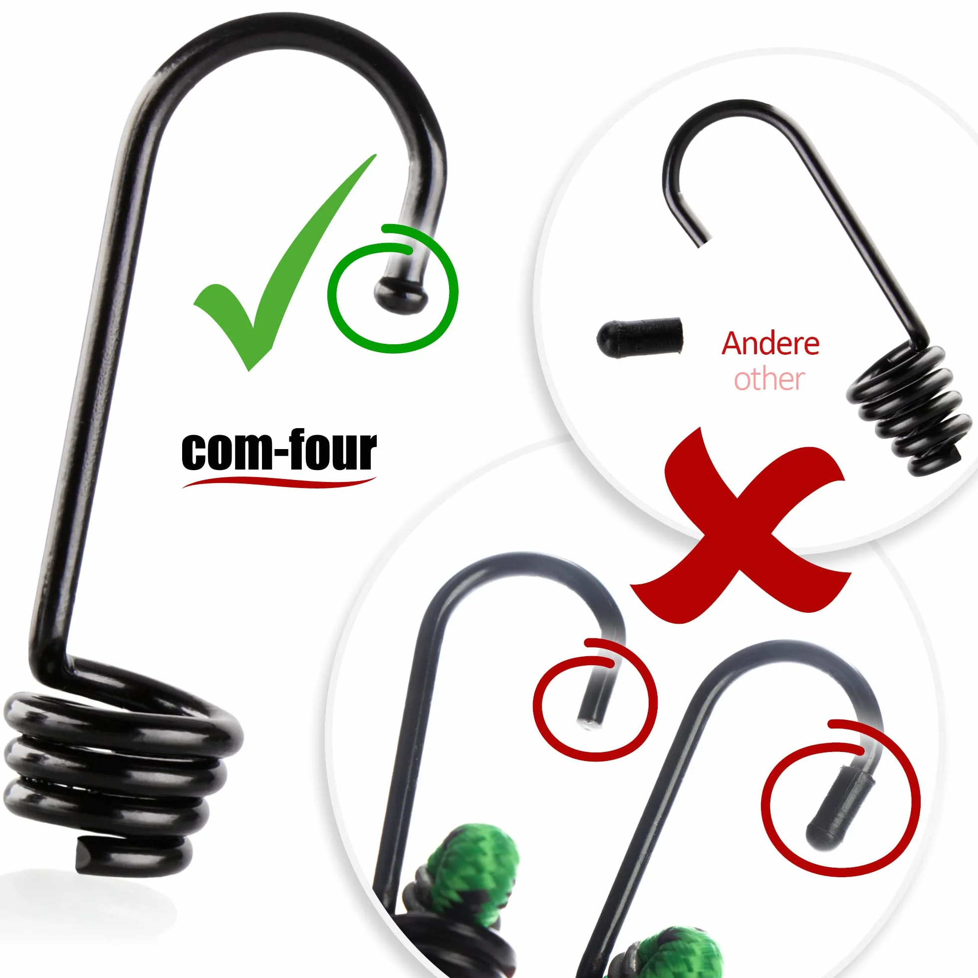 COM-FOUR® Ganci a Spirale in Metallo Verniciato 08mm per Cinghie di Tensione e Tende