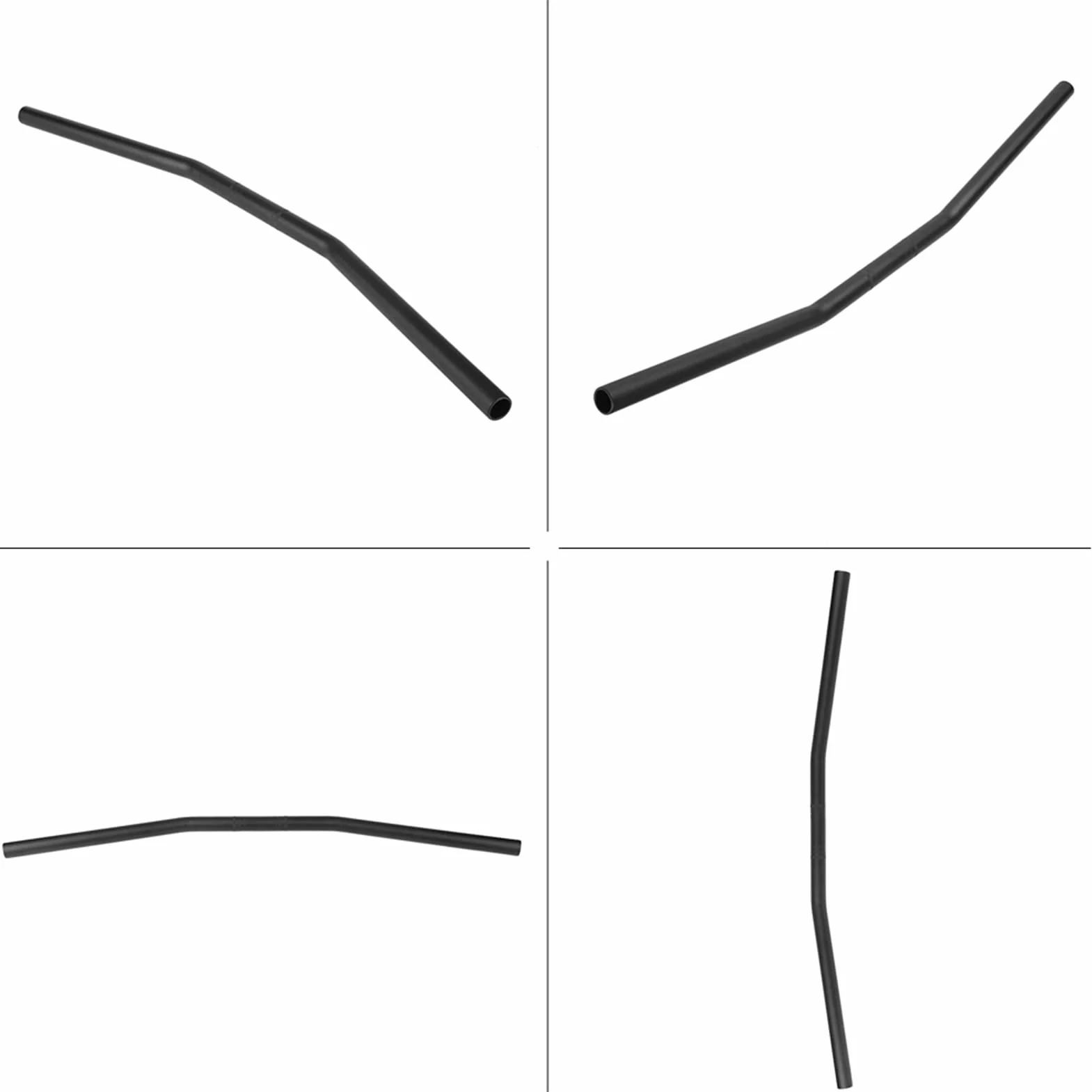 Manubrio Moto 22mm Piega Bassa 7/8 Cali Nero Argento Piegato