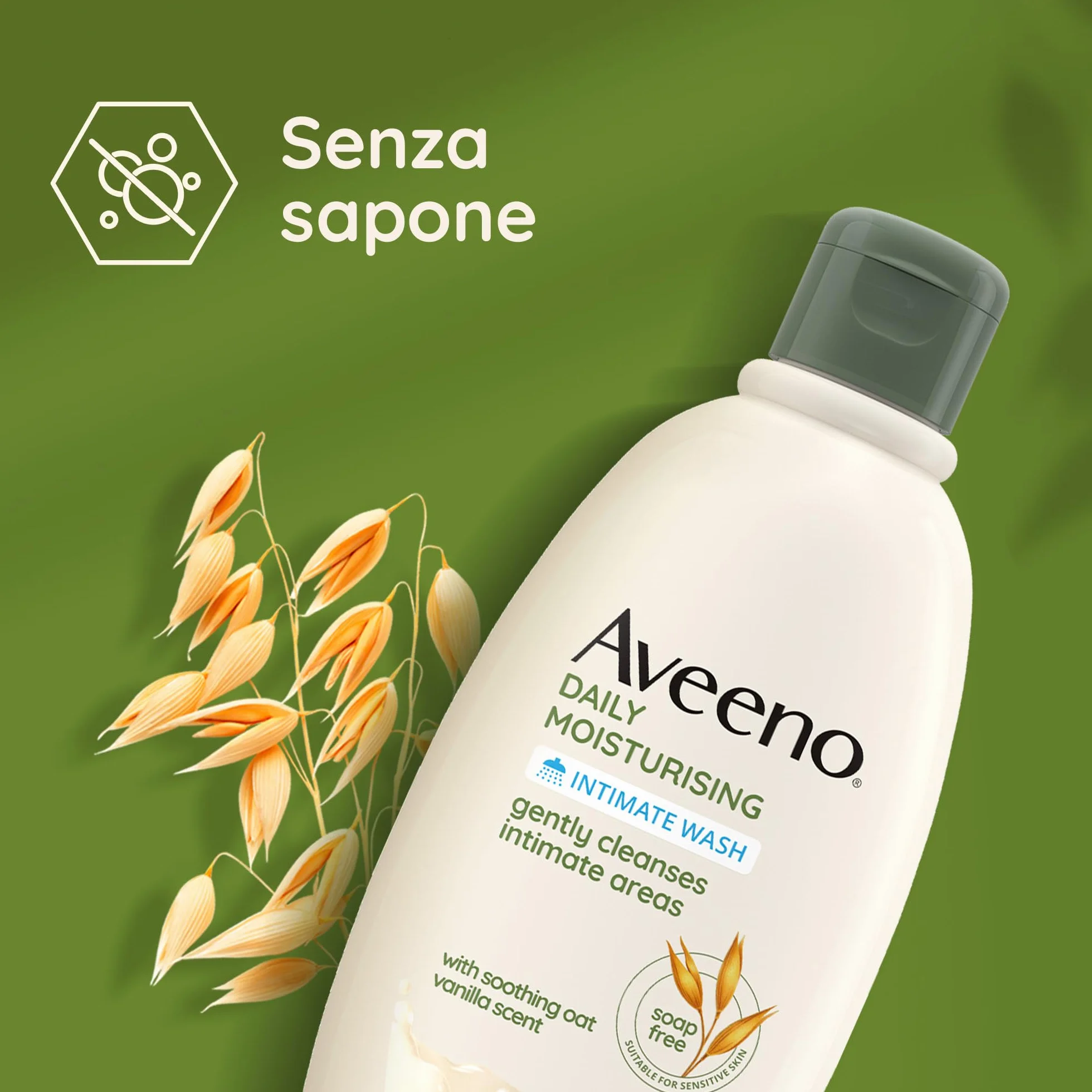 Aveeno Daily Moisturising Detergente Intimo Senza Sapone alla Vaniglia e Avena, 300 ml