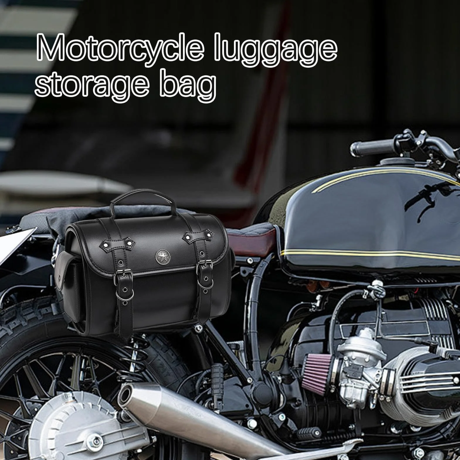 Borse posteriori per moto in pelle marrone scuro resistente alle intemperie grande capacità per cruiser classico