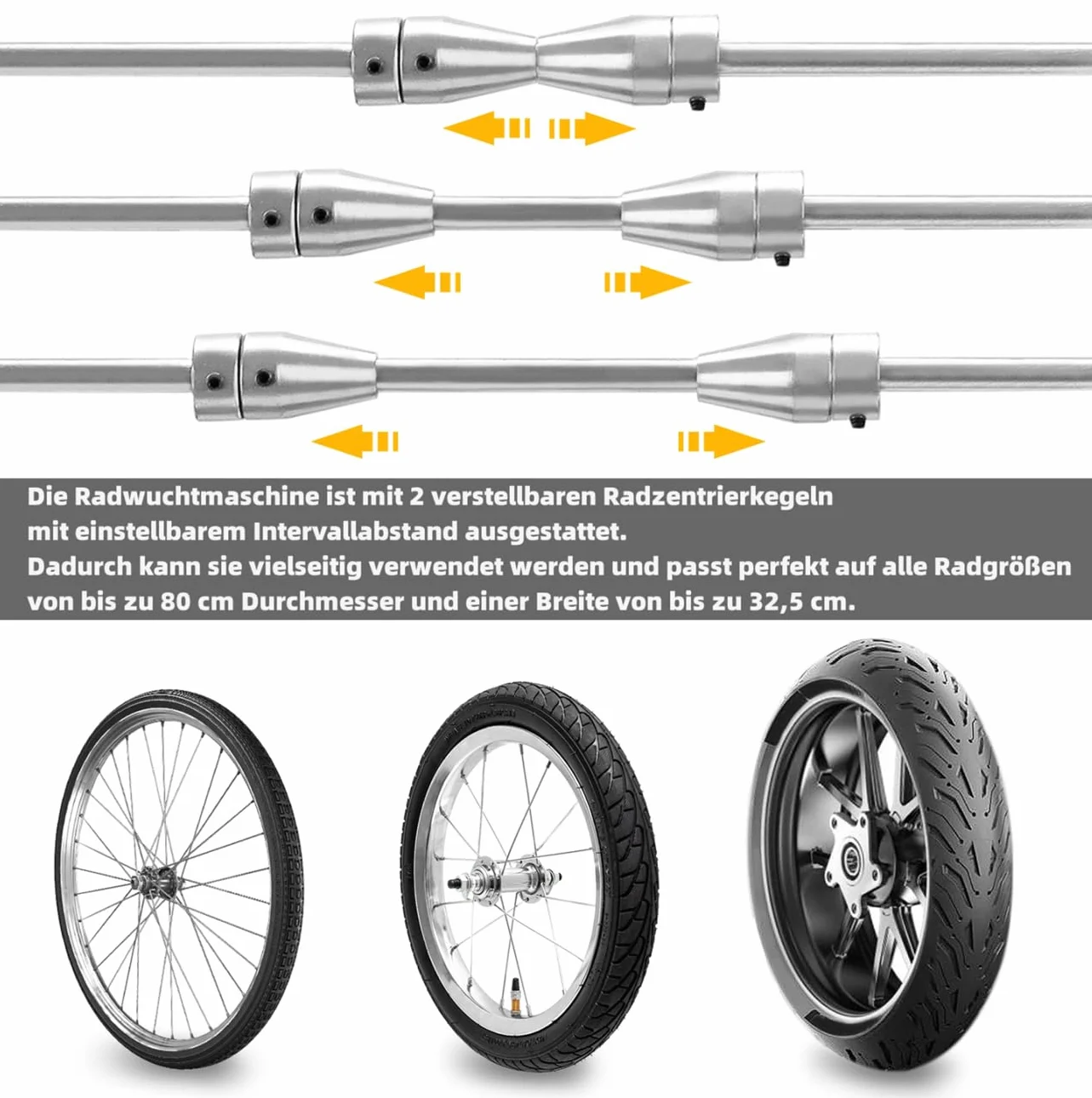 LILIIN Equilibratore per pneumatici da moto, con coni e 4 gambe di supporto, 40 x 20 x 50 cm