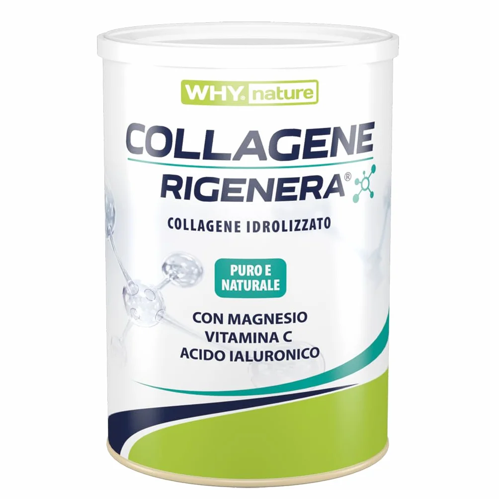 WHY NATURE COLLAGENE RIGENERA Collagene Idrolizzato Puro e Naturale Magnesio Vitamina C Acido Ialuronico Gusto Neutro 330gr