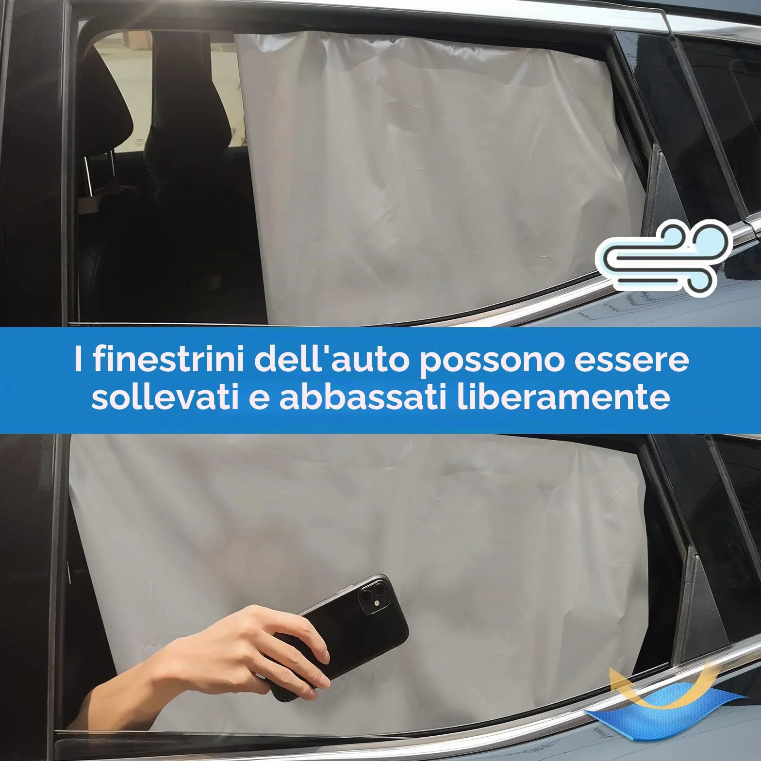 2 Pezzi Protezione Solare Auto, Parasole Auto Bambini Accessori Auto, Tende Oscuranti Vetri Auto, Block Raggi UV Anti-Zanzara Protegge Bambini