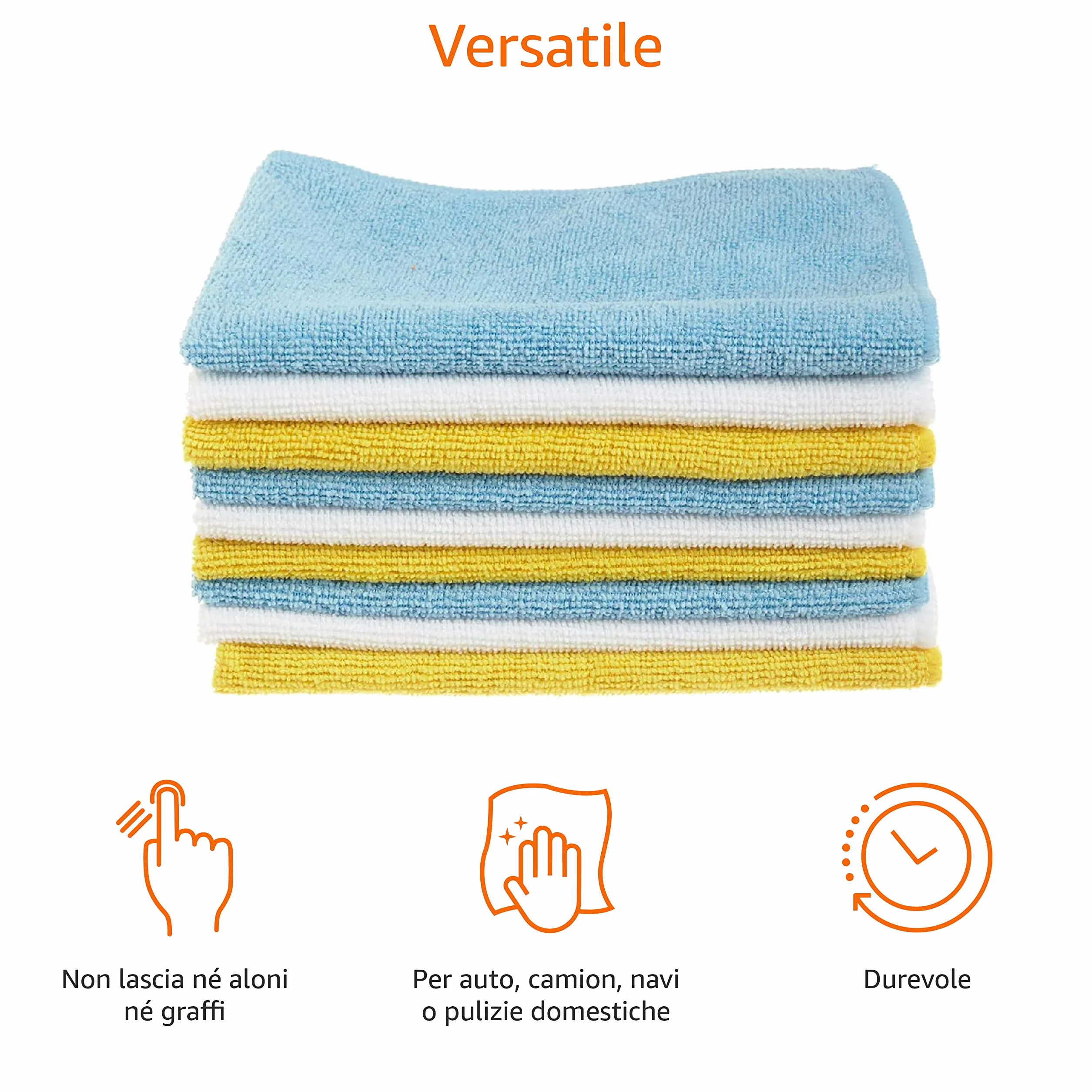 Amazon Basics Panno per la pulizia microfibra, 30.5 x 40.5 cm, Confezione da 24 unità, Multicolore