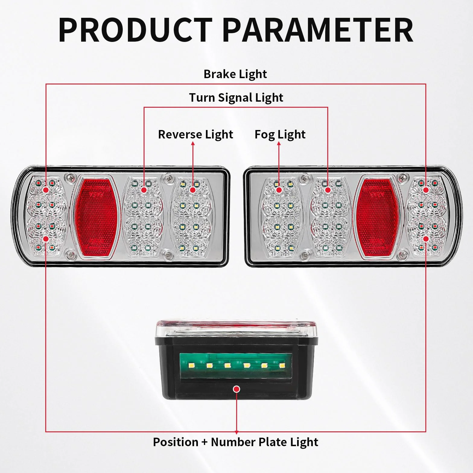 Kit luci posteriori per rimorchio 12V 24V impermeabili con catarifrangente fendinebbia presa 13 pin cavo 5 conduttori 5,5 m Certificazione E