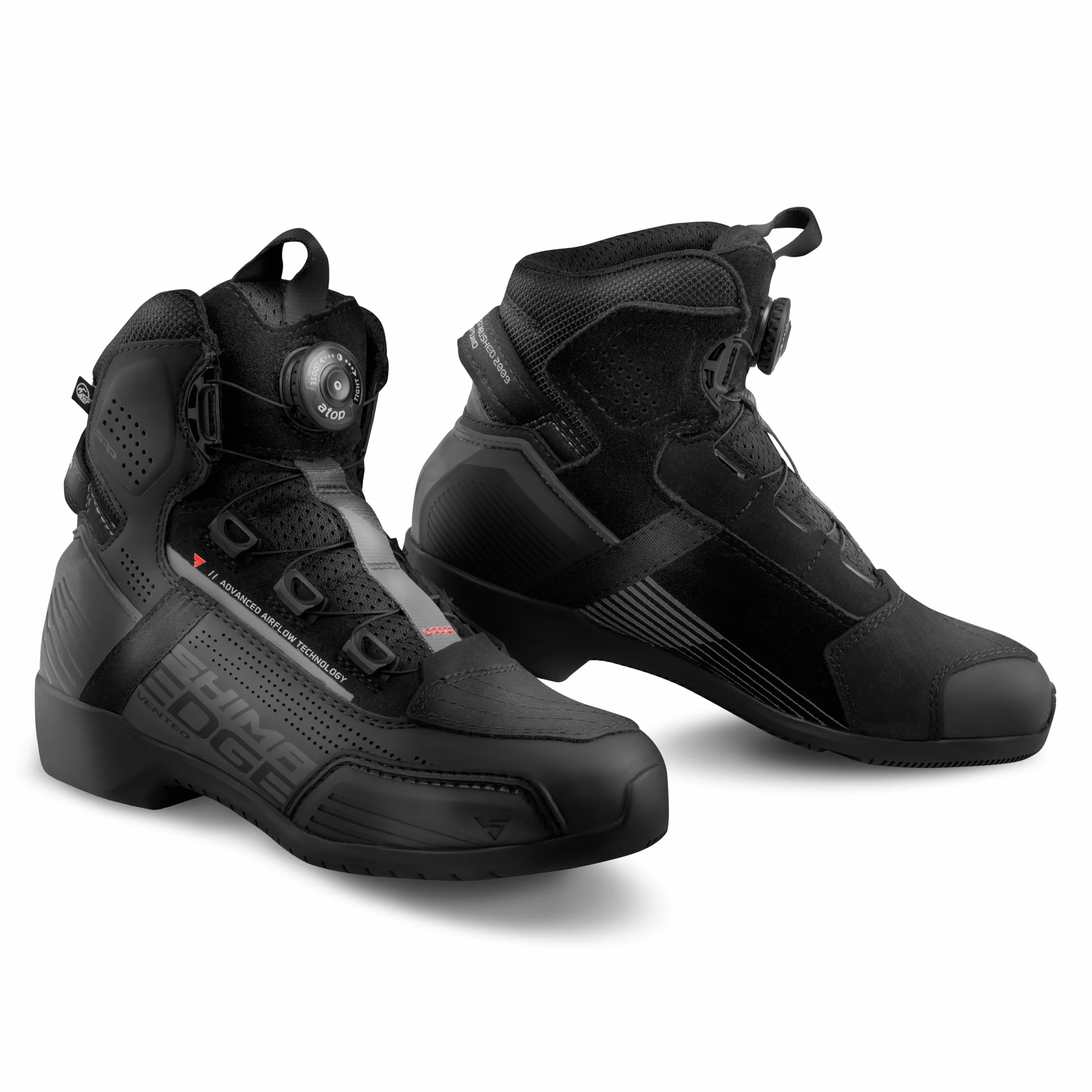 SHIMA EDGE Scarpe da moto da uomo e da donna, in pelle, ventilate, impermeabili, ATOP, Donna Ventilato Nero, 37 EU