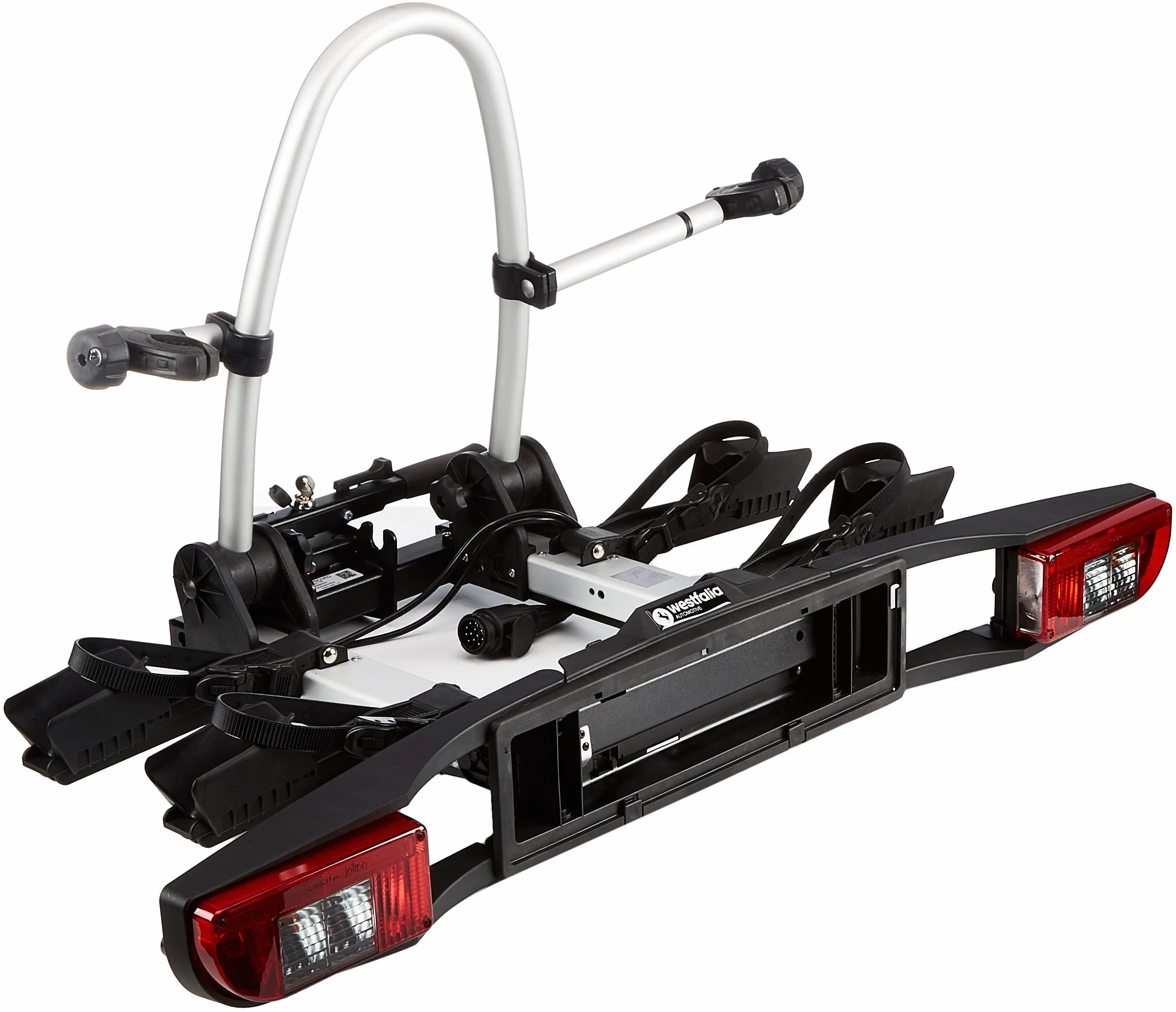 Westfalia Portabici BC 60 per Ganci di Traino, Borsa Inclusa, Portabici per 2 Biciclette, Adatto per E-bike, Ripiegabile