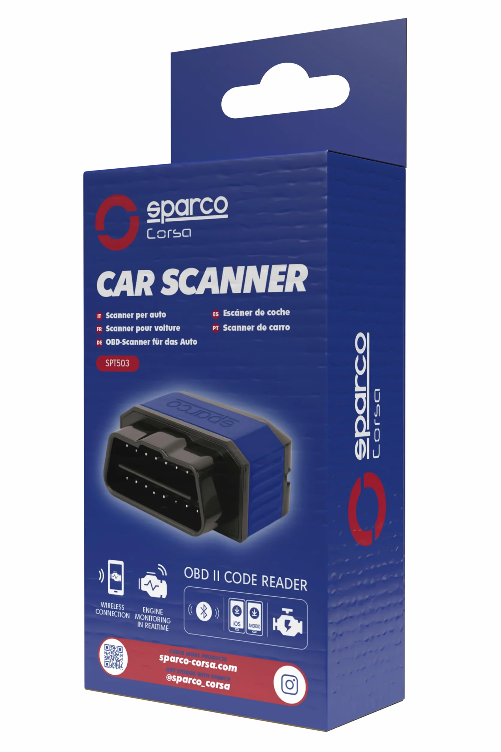Sparco OBD2 Scanner Bluetooth 5.2 Diagnosi Auto Multimarca Lettore Codici DTC