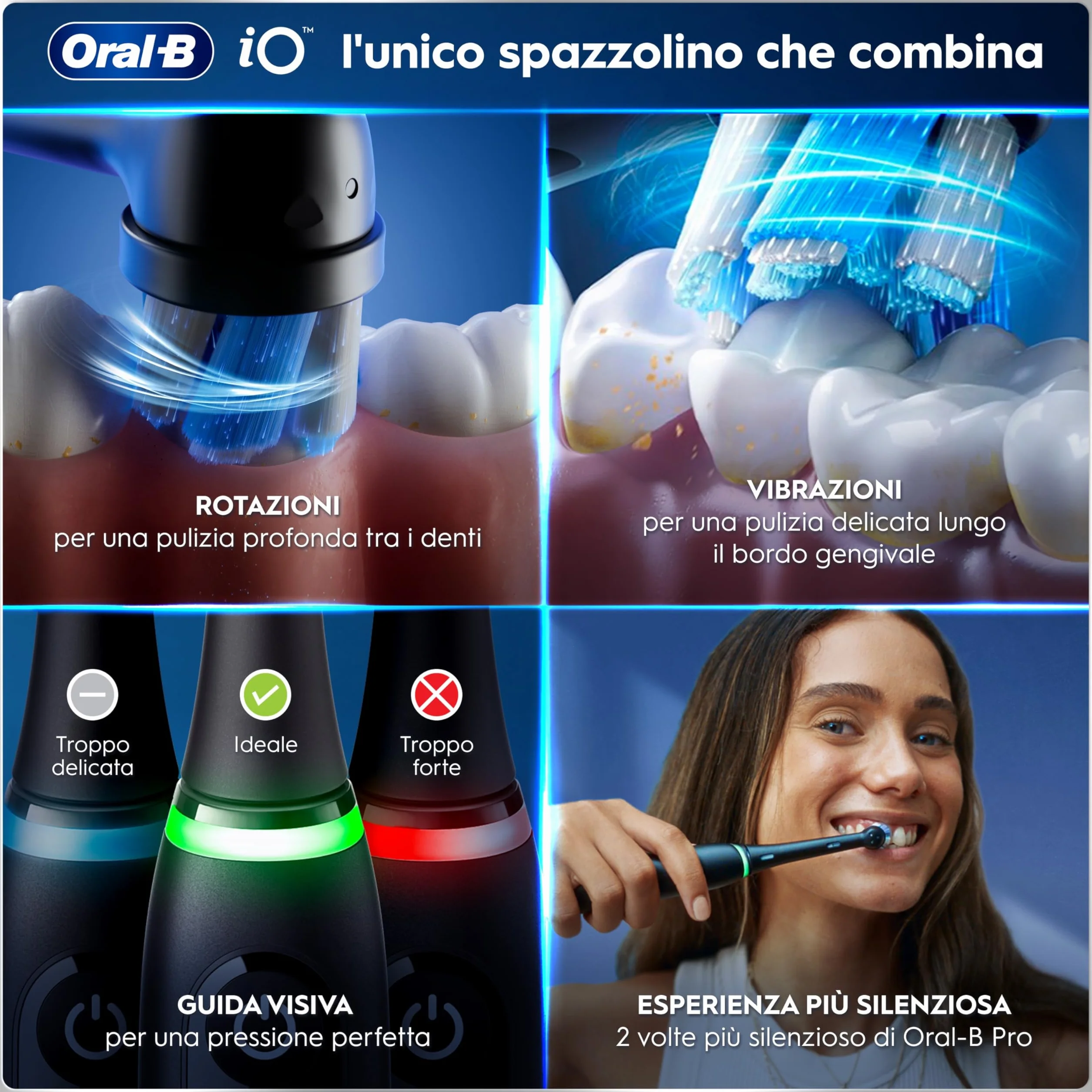 Oral-B iO 6N Spazzolino Elettrico Ricaricabile Nero, 2 Testine, Custodia + Dentifricio