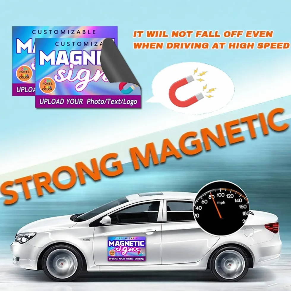 Magneti Personalizzati per Auto, Adesivo Magnetico con Testo e Logo, Magnete per Pubblicità Aziendale