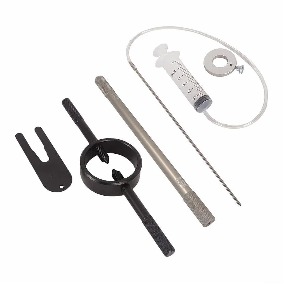 Kit manutenzione forcella moto con compressore molla, spurgo ammortizzatore e livello olio