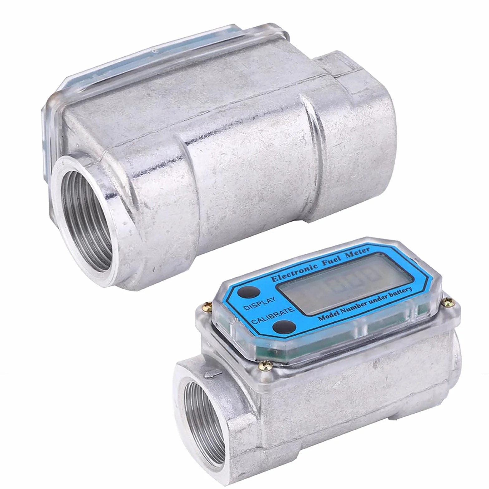 Walfront Misuratore Portata Digitale LCD 1" NPT 15-120L/min Alta Precisione ±1% per Benzina Gasolio Cherosene