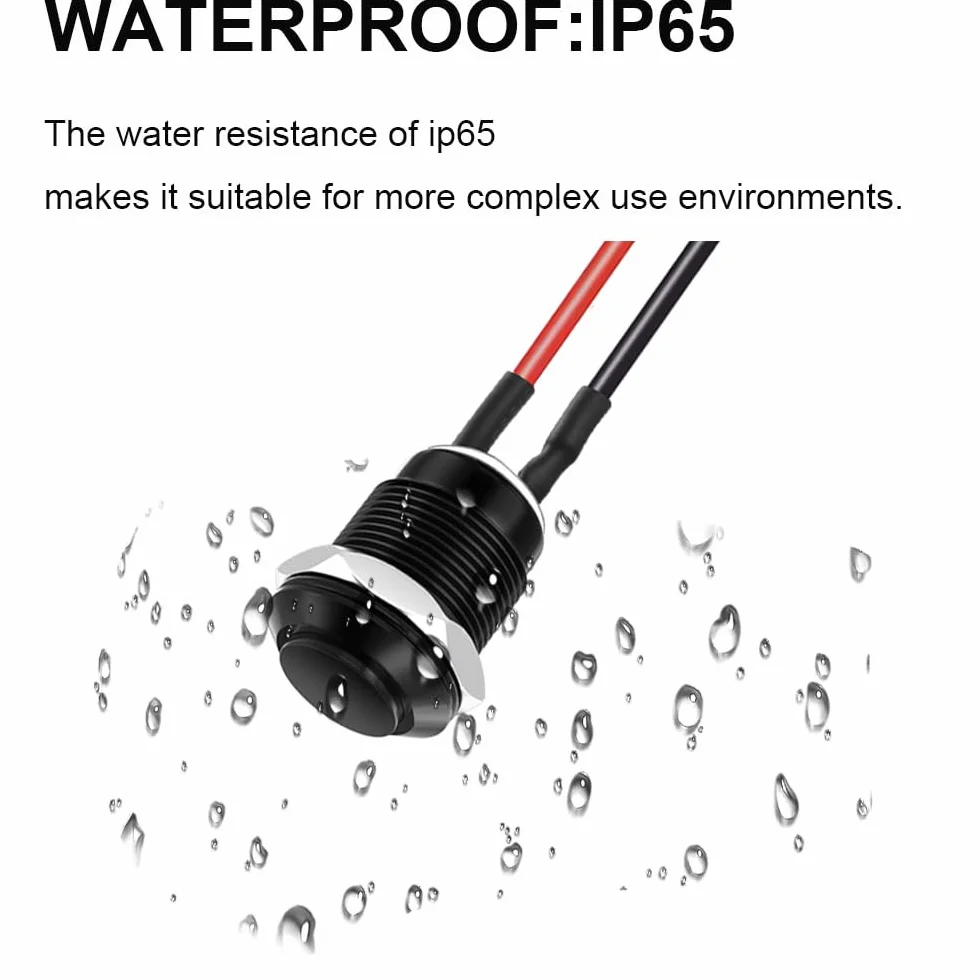 Gebildet 3pezzi Precablato IP65 Impermeabile Pulsante con Aggancio Autobloccante in lega di Alluminio Pulsante on off 12mm 2A 12V/24V/125V/250V CA (prevalenza alta)