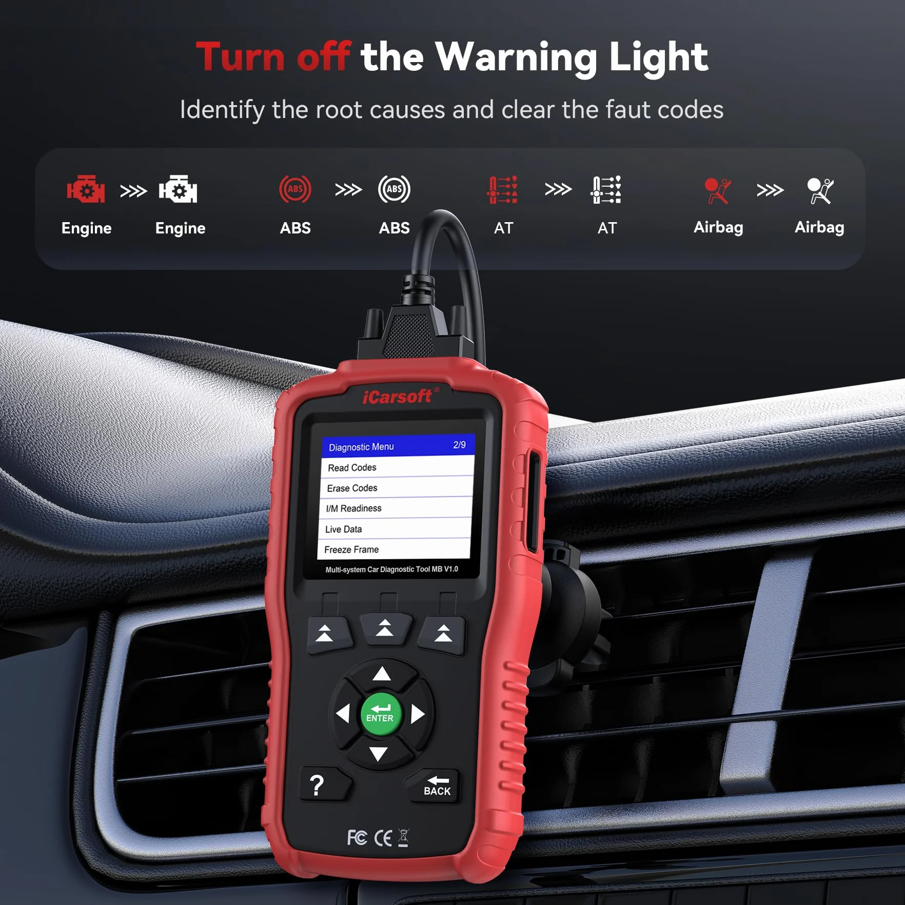 iCarsoft MB V1.0 OBD2 Diagnostica Auto per Benz Sprinter Smart, Diagnosi Tutti i Sistemi, Ripristino Olio, Calibrazione SAS, Test Batteria