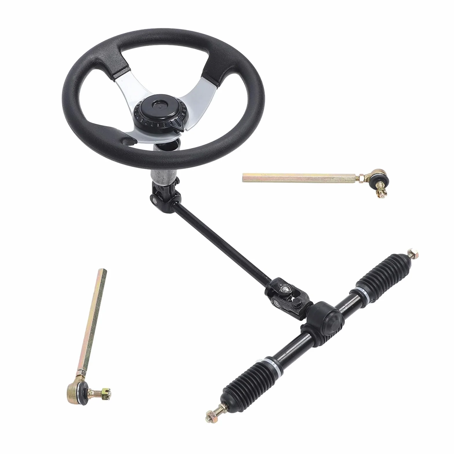 Kit Volante in Acciaio 300 Mm – Gruppo Sterzo Regolabile UTV, Go Kart e Carrello per Veicoli