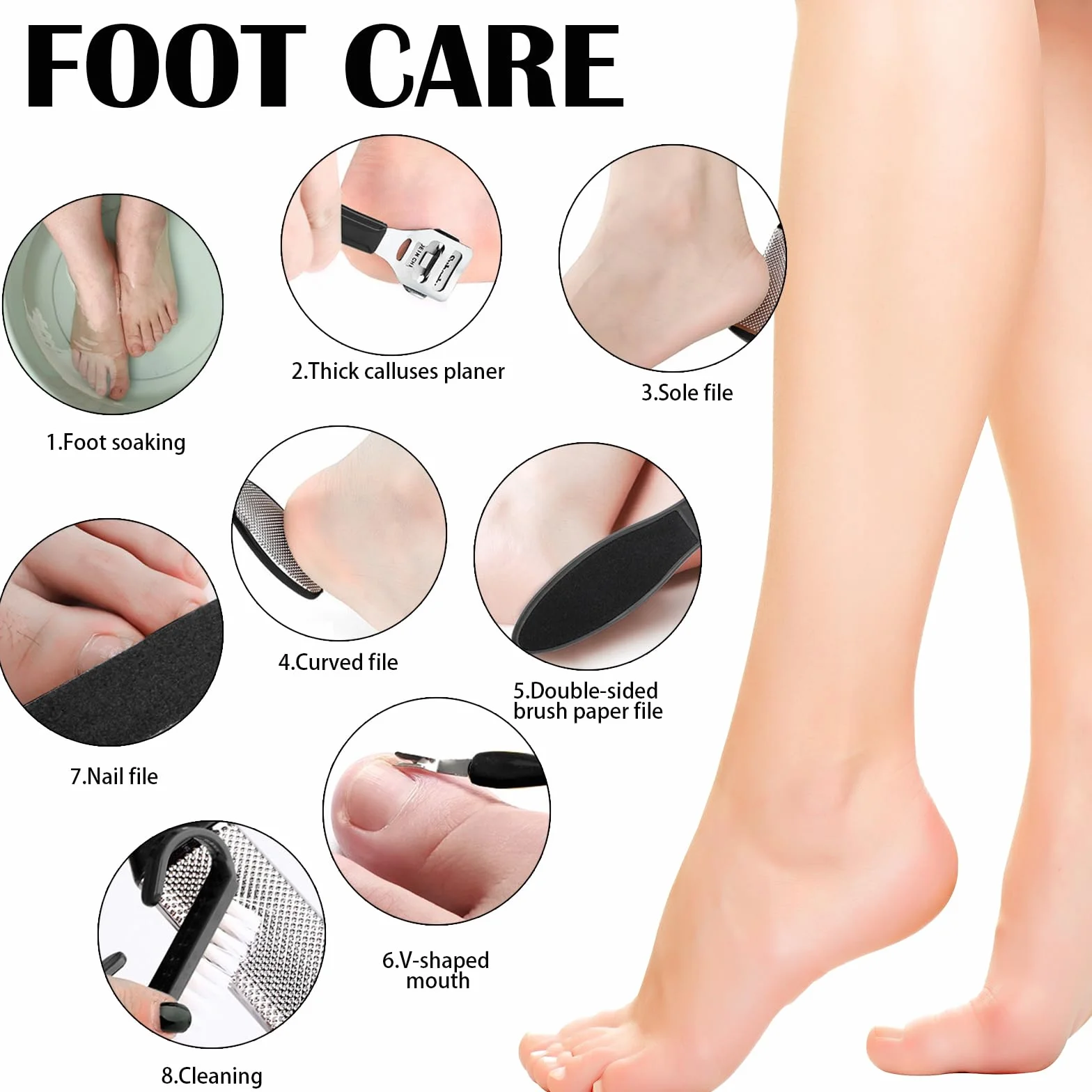 Kit Pedicure Professionale per Rimuovere la Pelle Morta, Cura dei Piedi