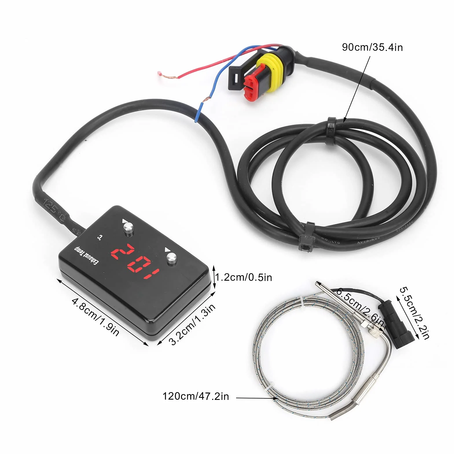 Misuratore EGT Indicatore Temperatura Gas di Scarico Display LED Digitale 0-1000 ℃ con Connettore Livello di Avviso Regolabile per Veicoli 12V