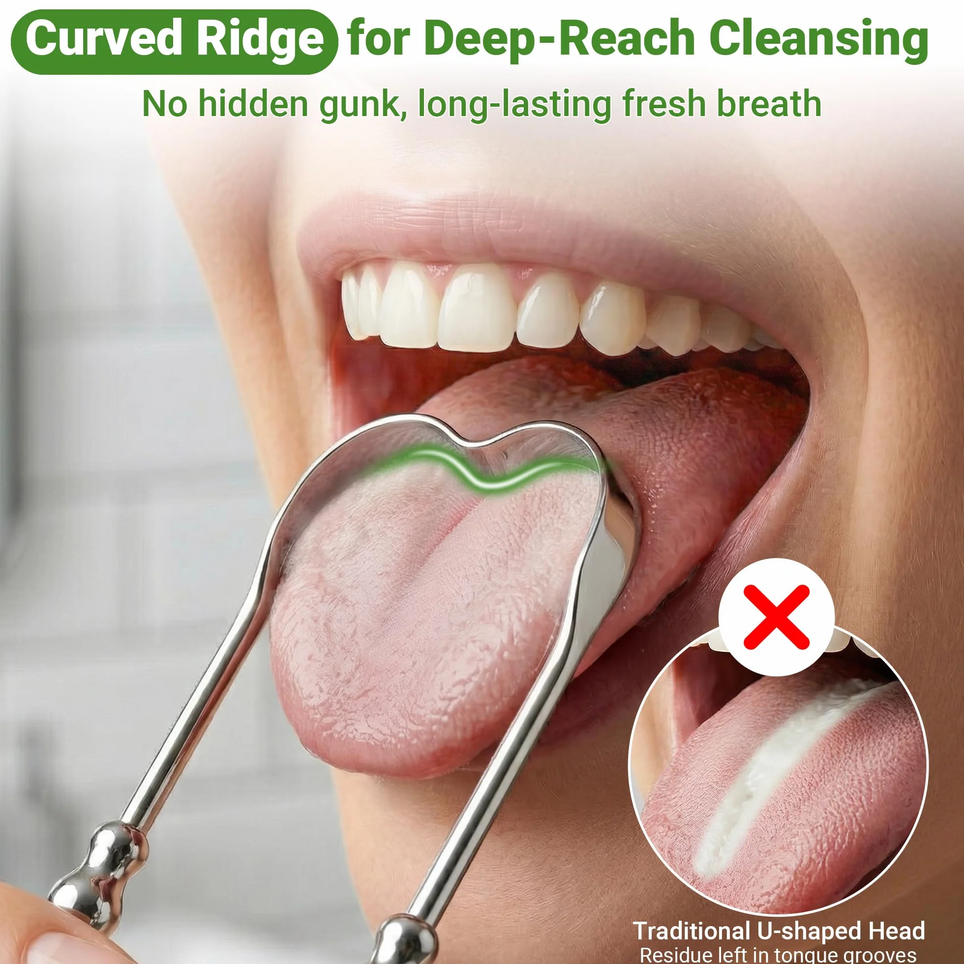 Tongue Scraper 2 Pezzi Acciaio Inossidabile con Custodie, Raschietto Lingua Metallo per Alito Fresco