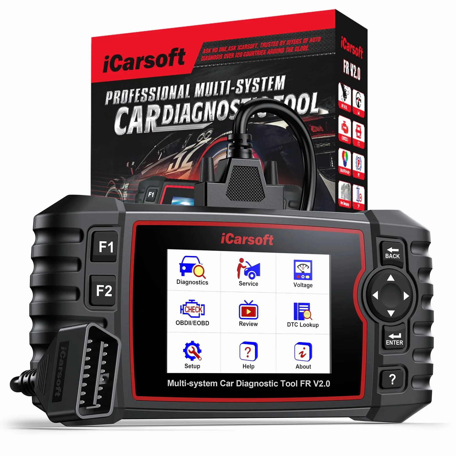 iCarsoft FR V2.0 OBD2 Diagnostica Auto Francesi e Italiani, Tutti i Sistemi, 9 Funzioni Ripristino, Aggiornamento a Vita