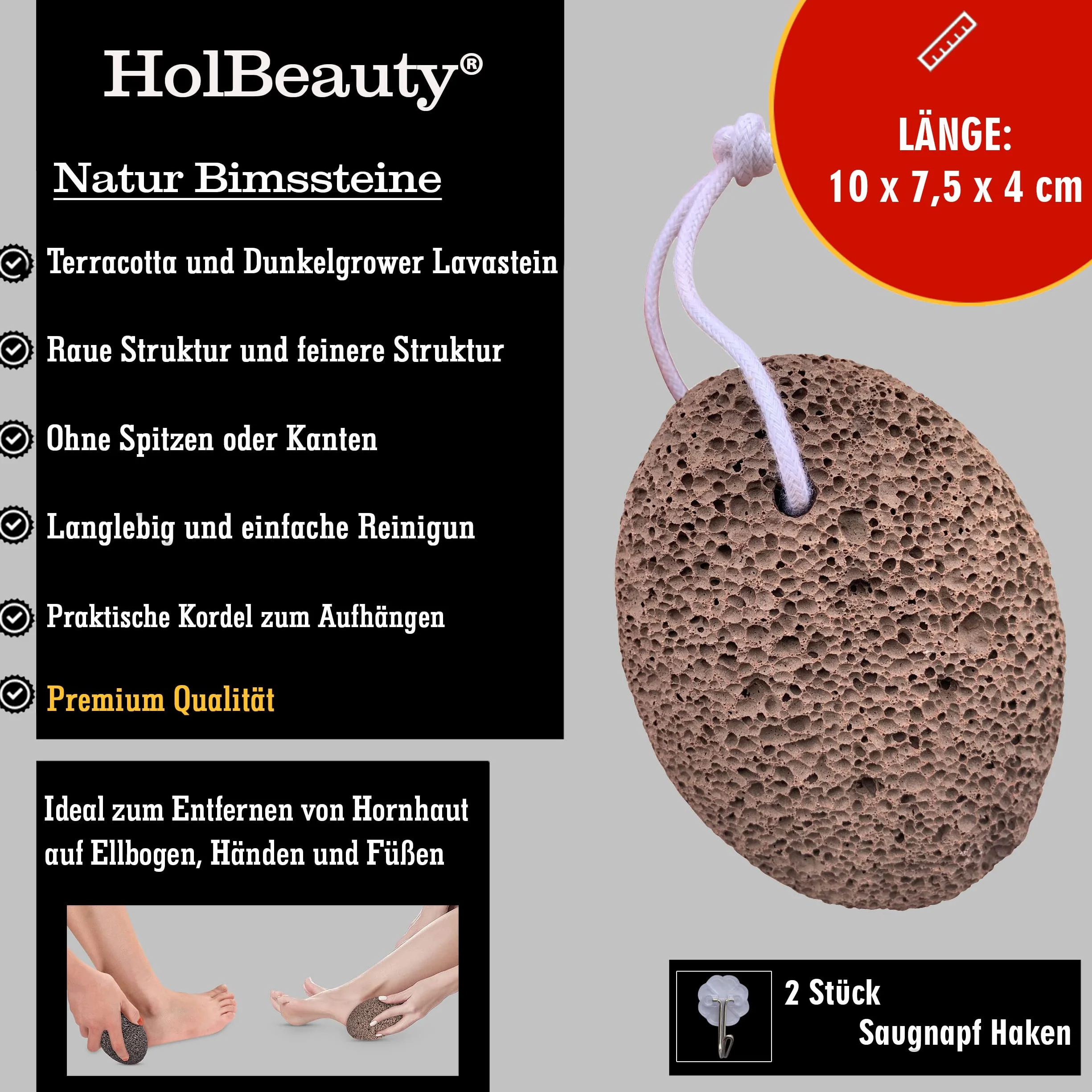 Pietre pomice naturali per piedi - Raspa calli fine e grossolana - Terracotta/Dark-Grower