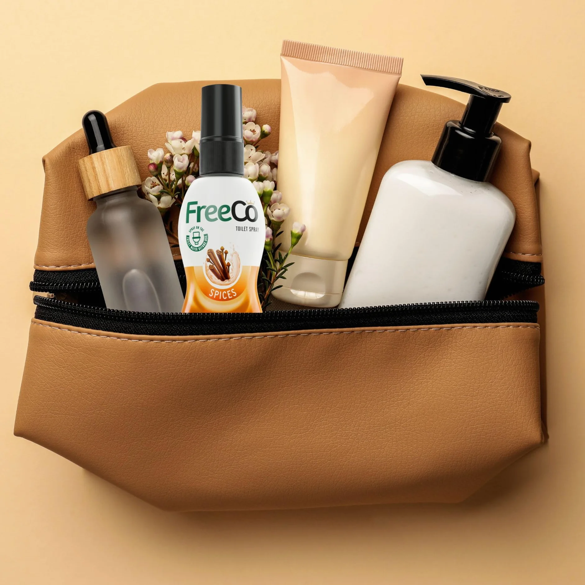 FreeCo Bloccante Eliminatore Odori Bagno Spray Oli Essenziali Naturali 3x60ml Fragranza Spezie