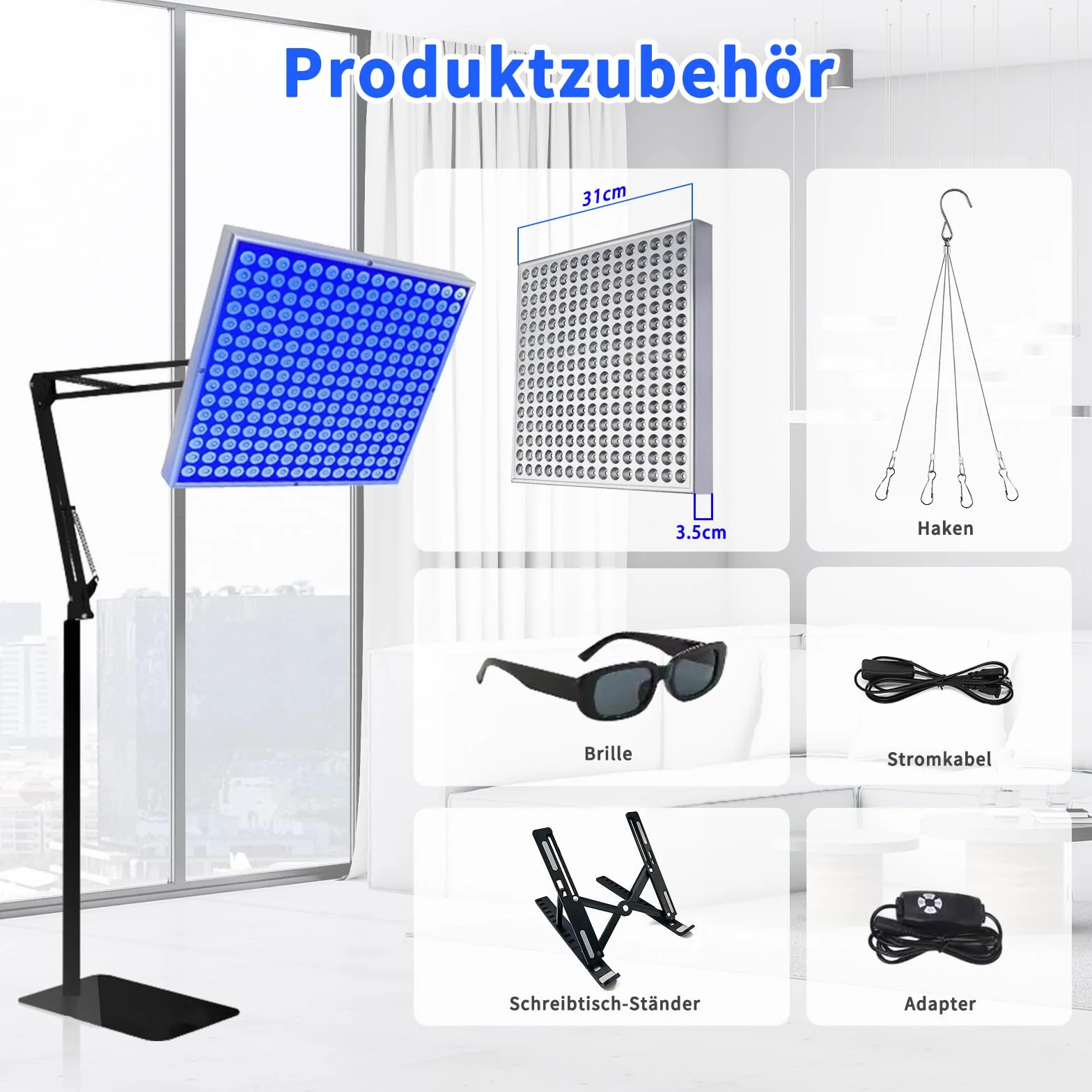 Solarium per la casa 460 NM lampada abbronzante 225 LED supporto pieghevole regolabile gancio sospeso corpo viso