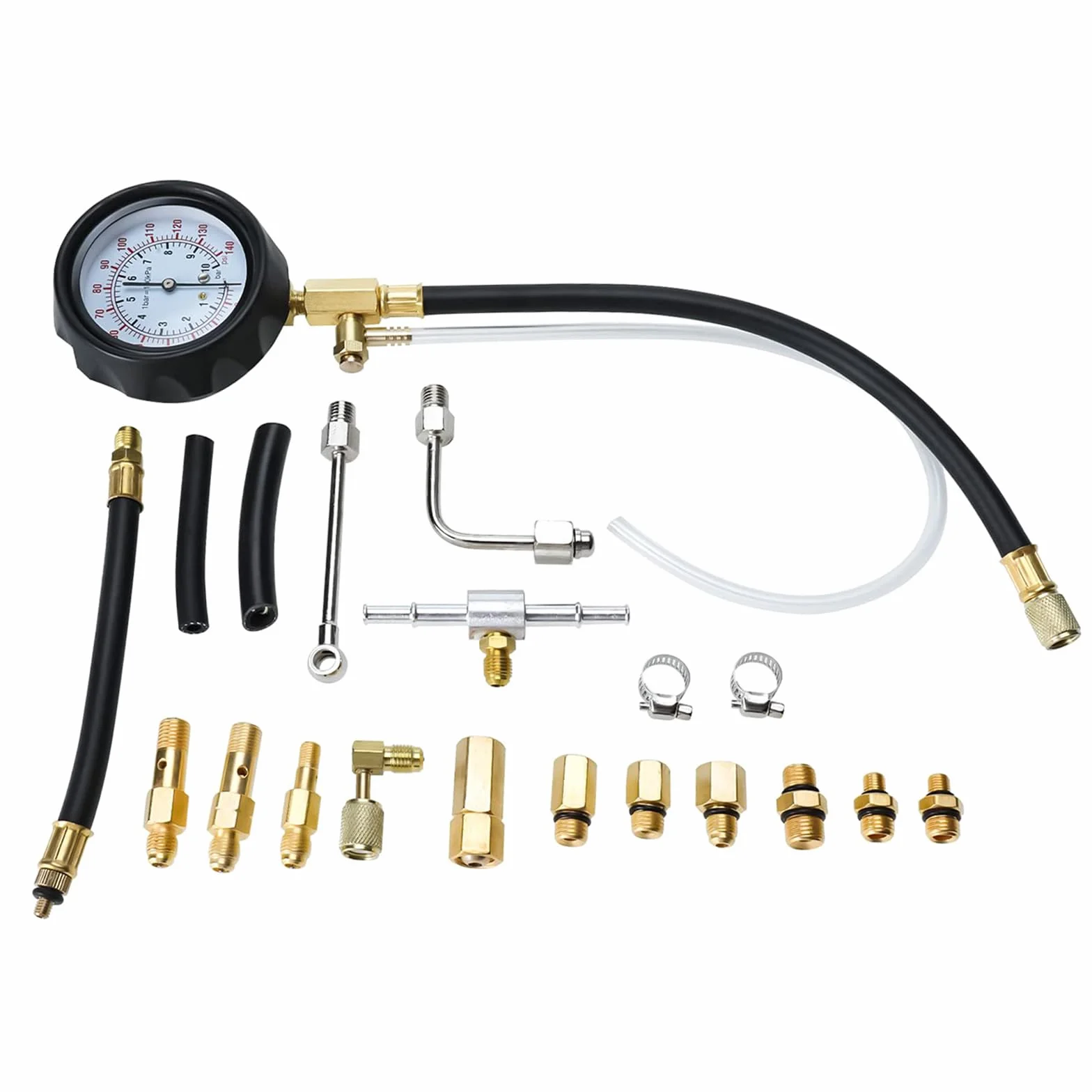 FreeTec – Set per testare la Pressione della Benzina dell’Auto, manometro per Carburante 0 – 140 PSI.