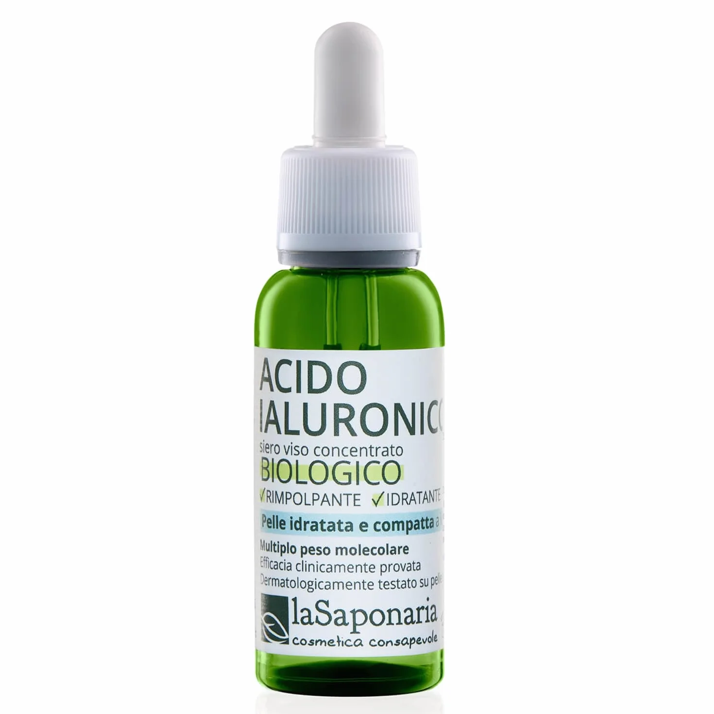 La Saponaria Siero viso antiage Acido ialuronico multiplo peso molecolare Rimpolpante Idratante Liftante 30ml