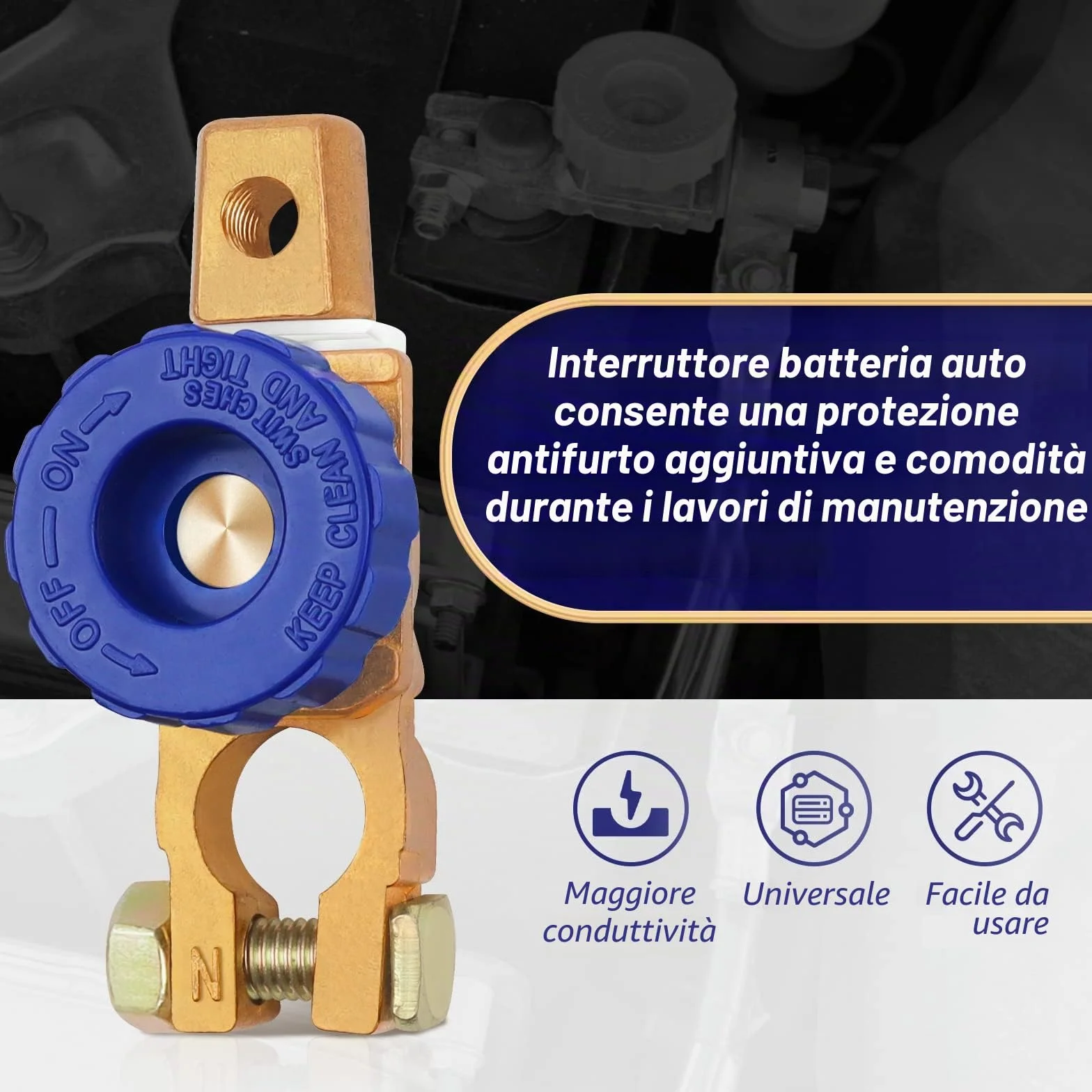 Bolatus Interruttore di separazione della batteria, 12 V/24 V, interruttore principale della batteria, interruttore della batteria, interruttore principale per auto, camion, barca, veicoli
