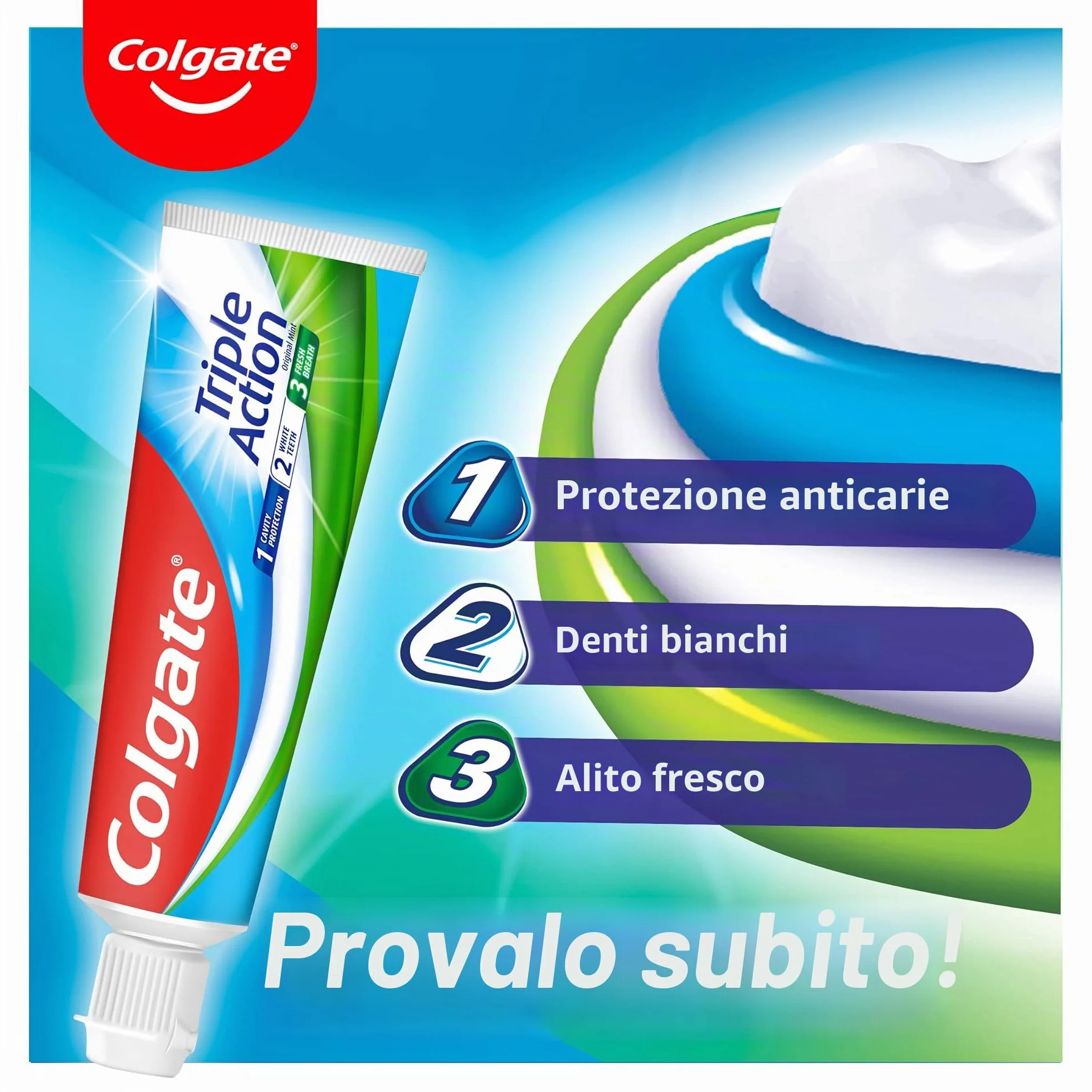 Colgate Triple Action Dentifricio Original Mint 2 x 75 ml
