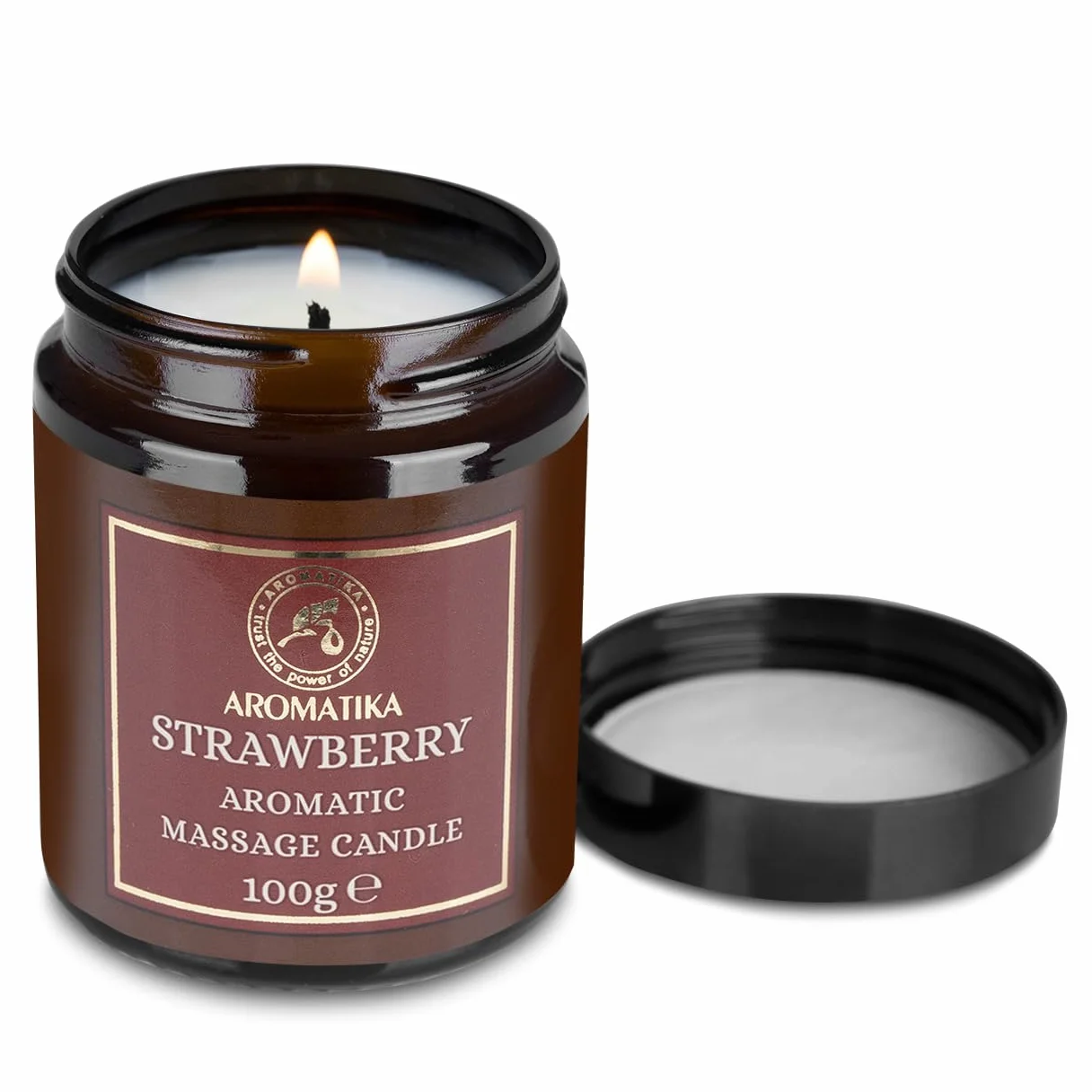 Candela da Massaggio Fragola 100g - Cera di Soia - Oli di Cocco e Mandorle - Vaniglia - Massaggio Rilassante - Aromaterapia
