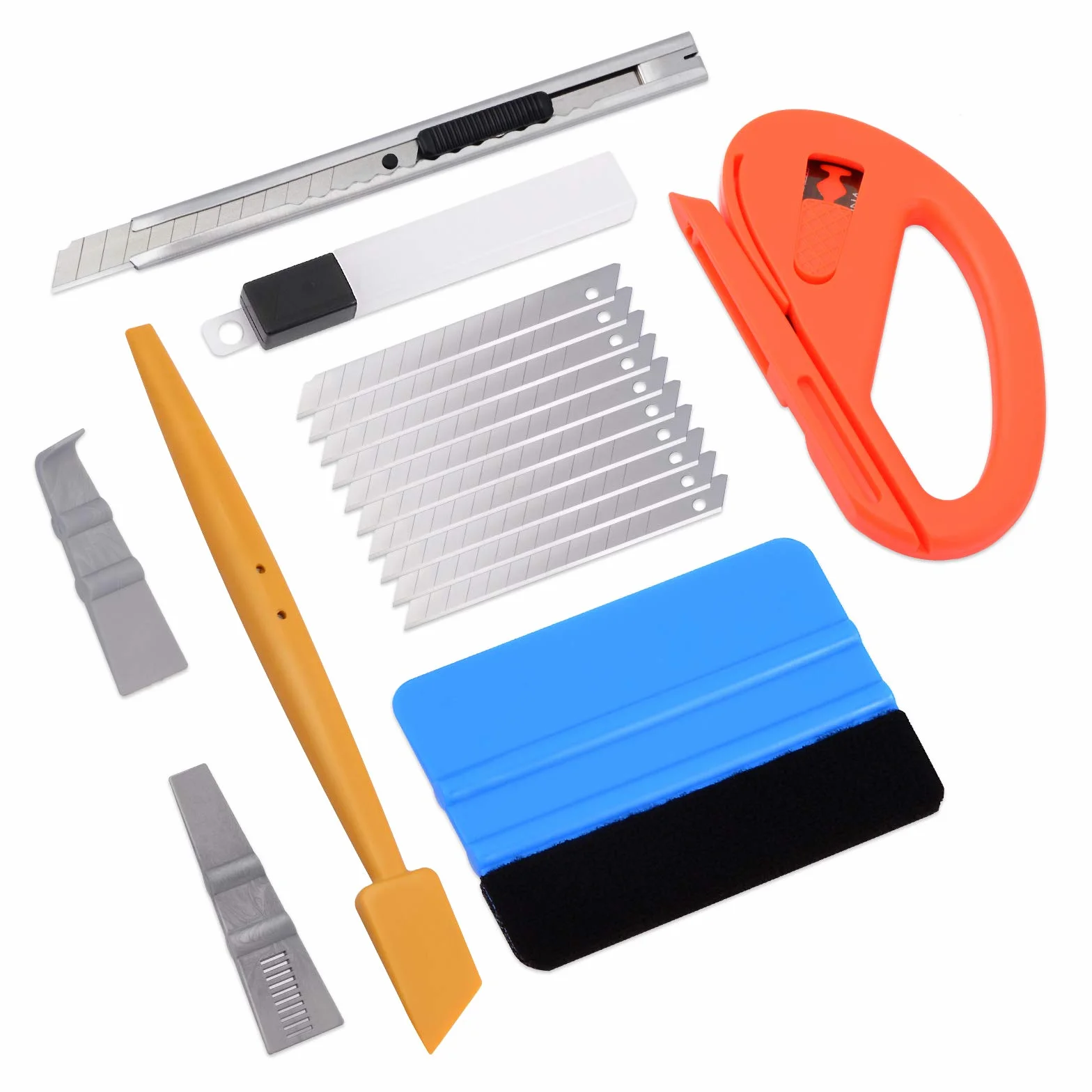 Ehdis Kit di Attrezzi di Installazione di pellicole per vetri per Auto: tergipavimento in Feltro, taglierina Zippy, Coltello Multiuso, spatole Mini Stick e Go Angolo