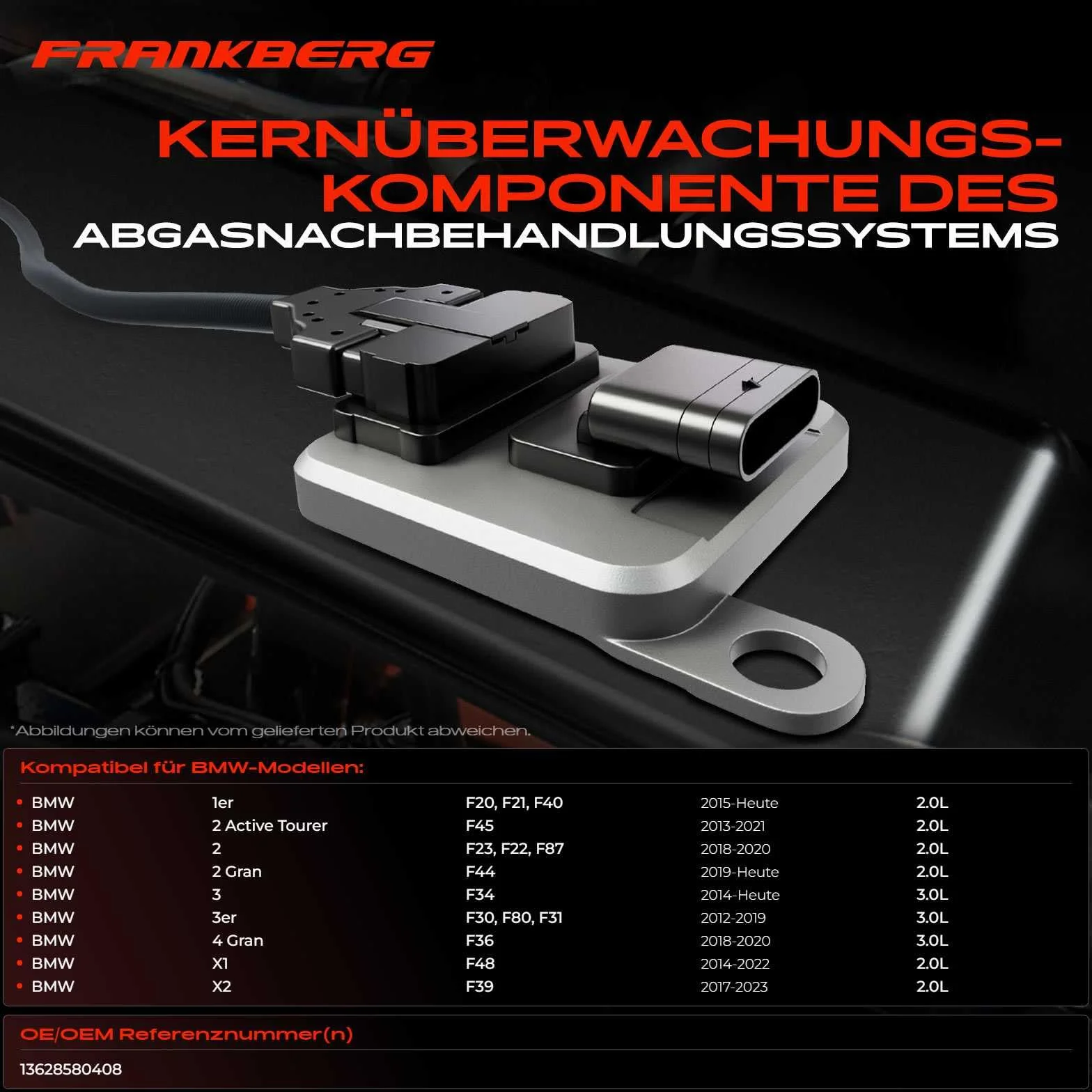 Frankberg Sensore di ossigeno a 5 poli Compatibile con BMW Serie 3 F31, Serie 1 F20/F40, 2 Active Tourer F45, 4 Gran Coupé F36