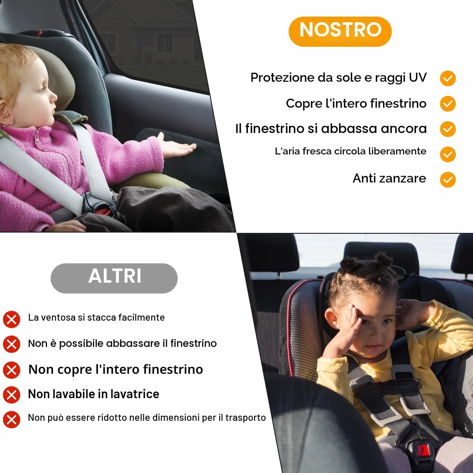 Pezzi Tendine Parasole Auto Bambini Universali Rete Elastica Traspirante Protezione UV Antiriflesso Copertura Finestrini Laterali