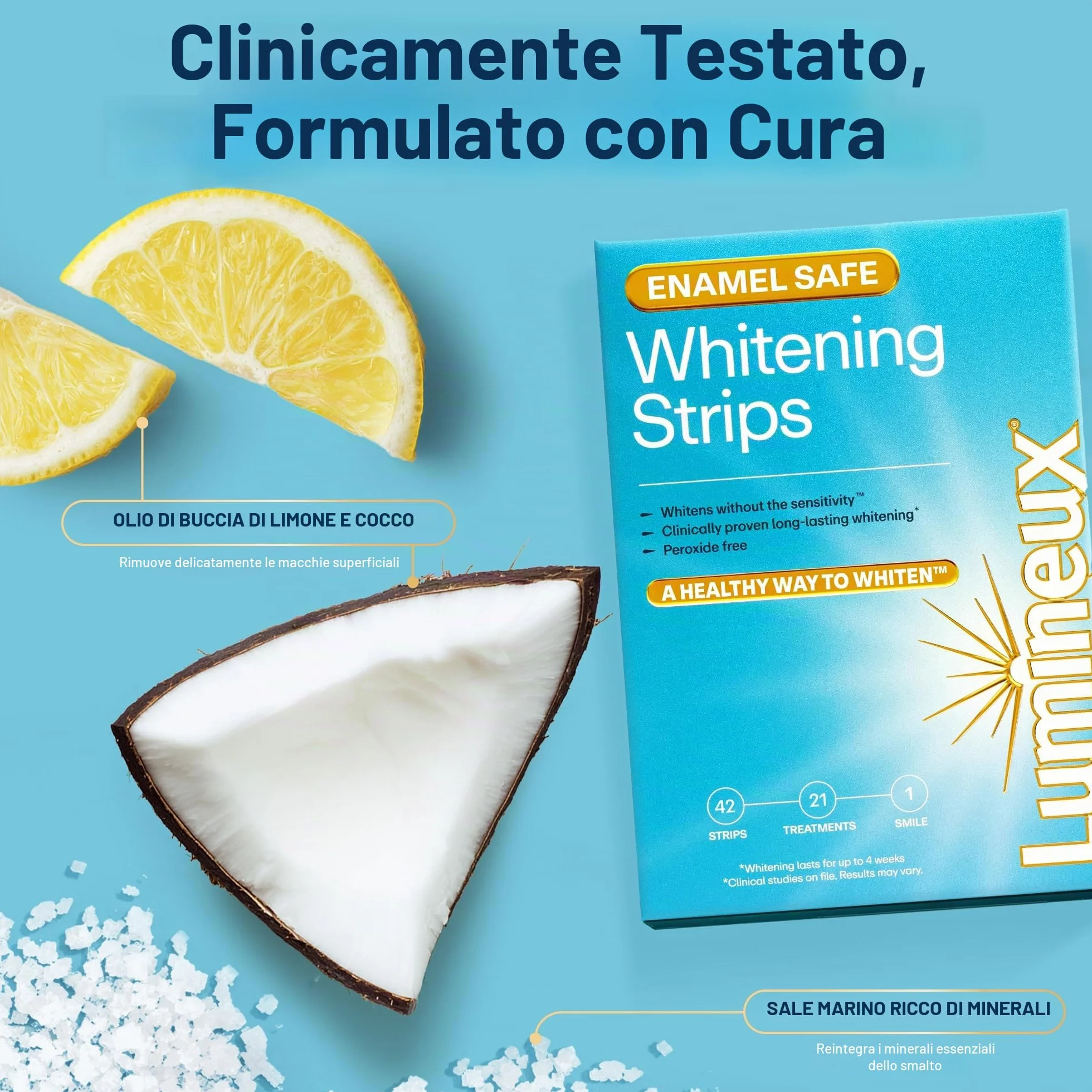 Oral Essentials Lumineux Strisce Sbiancanti Per Denti 21 Trattamenti Non Tossici Senza Sensibilità