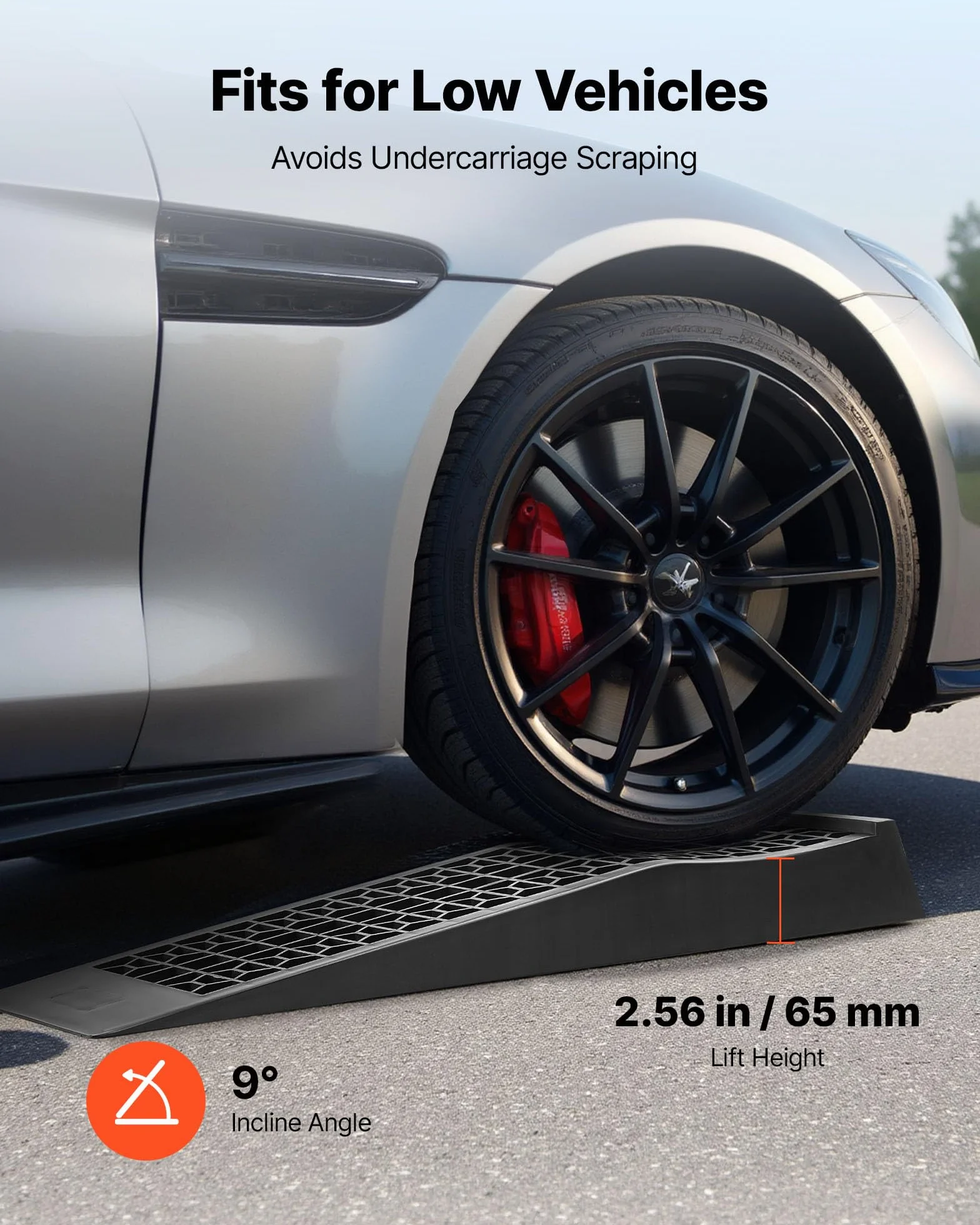 VEVOR Rampa di Carico per Auto, Altezza di Sollevamento 65 mm, Rampa per Sollevamento per Auto da Officina, Cambio Olio e Riparazione Camion, Ogni Pezzo Carico 9072 kg, Nero 4 Pezzi