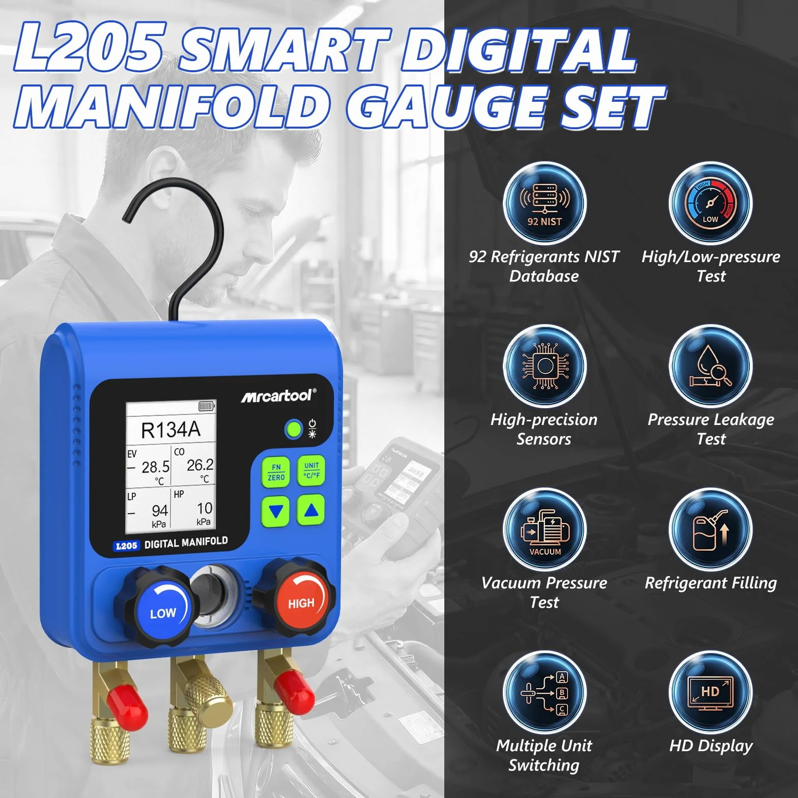 MRCARTOL Kältemittel Distributore digitale per climatizzatori 92 refrigeranti display HVAC R134A R32 R410A