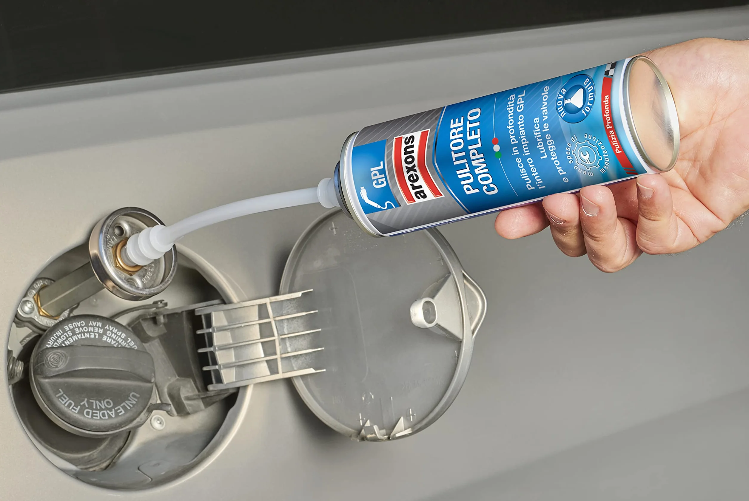 Arexons Additivo Pulitore Completo per Sistema Alimentazione GPL, 120 ml, Adatto per Tutti i Motori GPL, Elimina Depositi e Inquinanti, Migliora Prestazioni Motore, Facilita Avviamento a Freddo