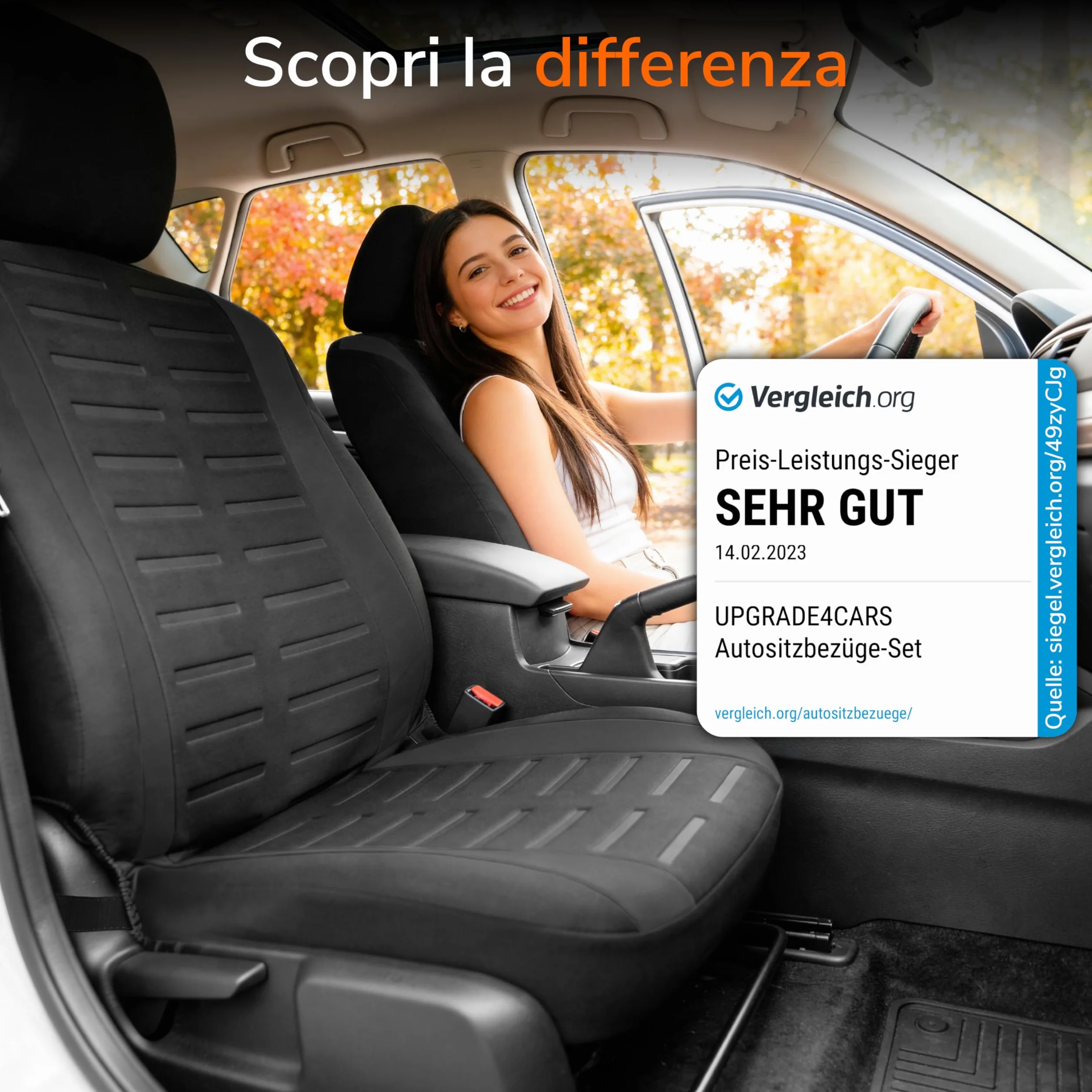 Coprisedili Anteriore Upgrade4cars Set 2026 | Coperture Universali in Nero per Auto