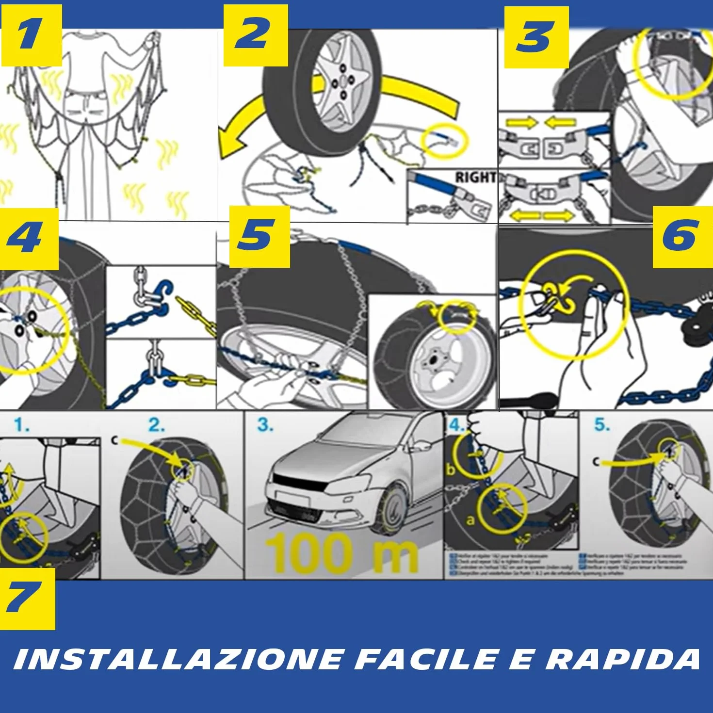MICHELIN Catene da Neve Extrem Grip Automatic 130 9mm Maglie Rombo ABS ESP Montaggio Rapido