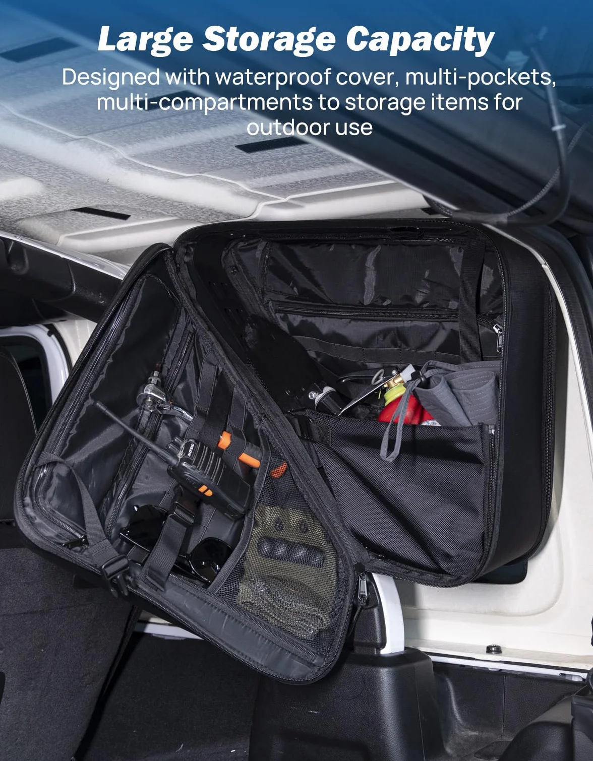 Borsa Organizer per Roll Bar Compatibile con 2018-2023 Wrangler JLU 4 Porte, Borsa da Sella per Gabbia di Sicurezza