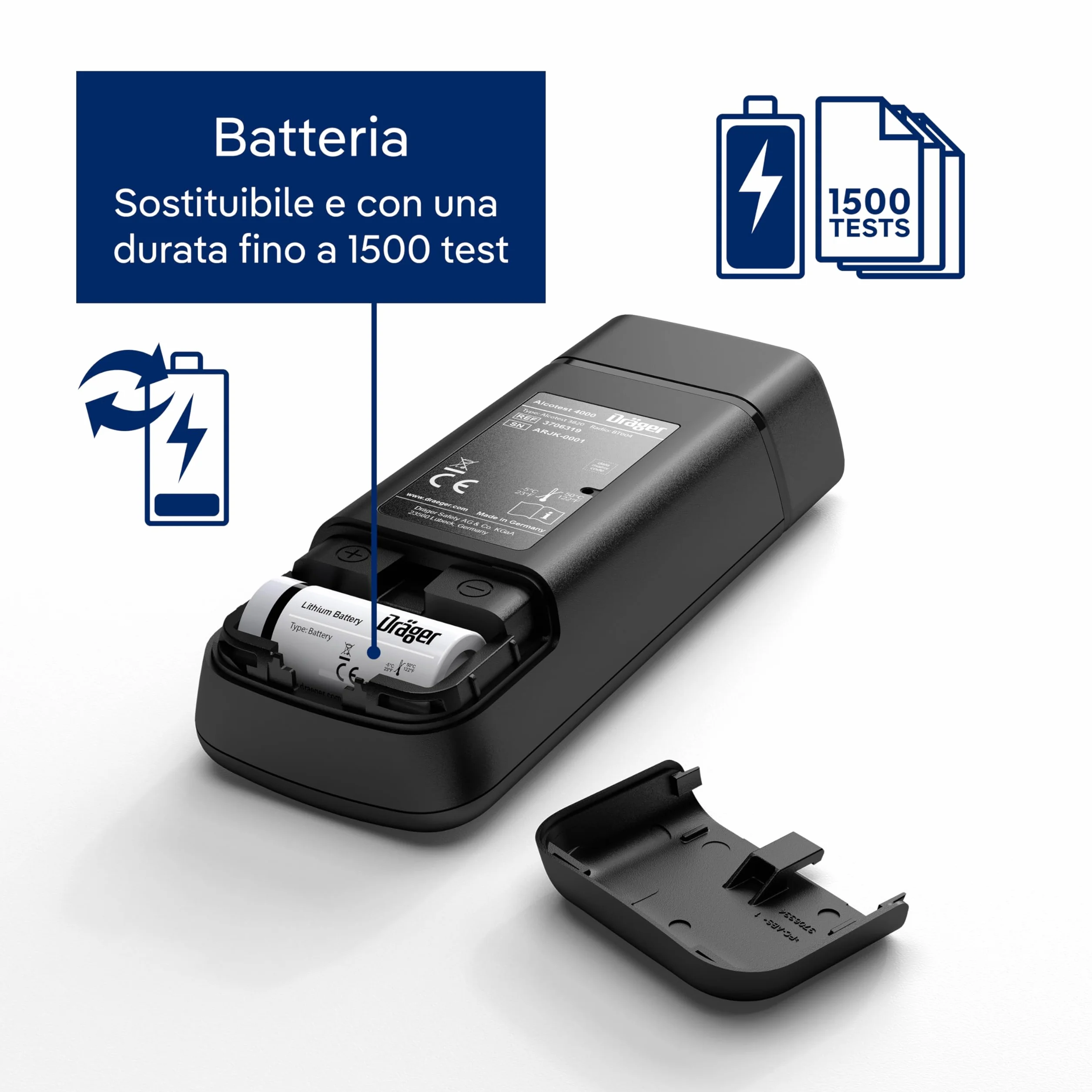 Dräger Alcotest 4000 Etilometro Portatile Certificato Schermo LED Alcol Test Professionale Tascabile