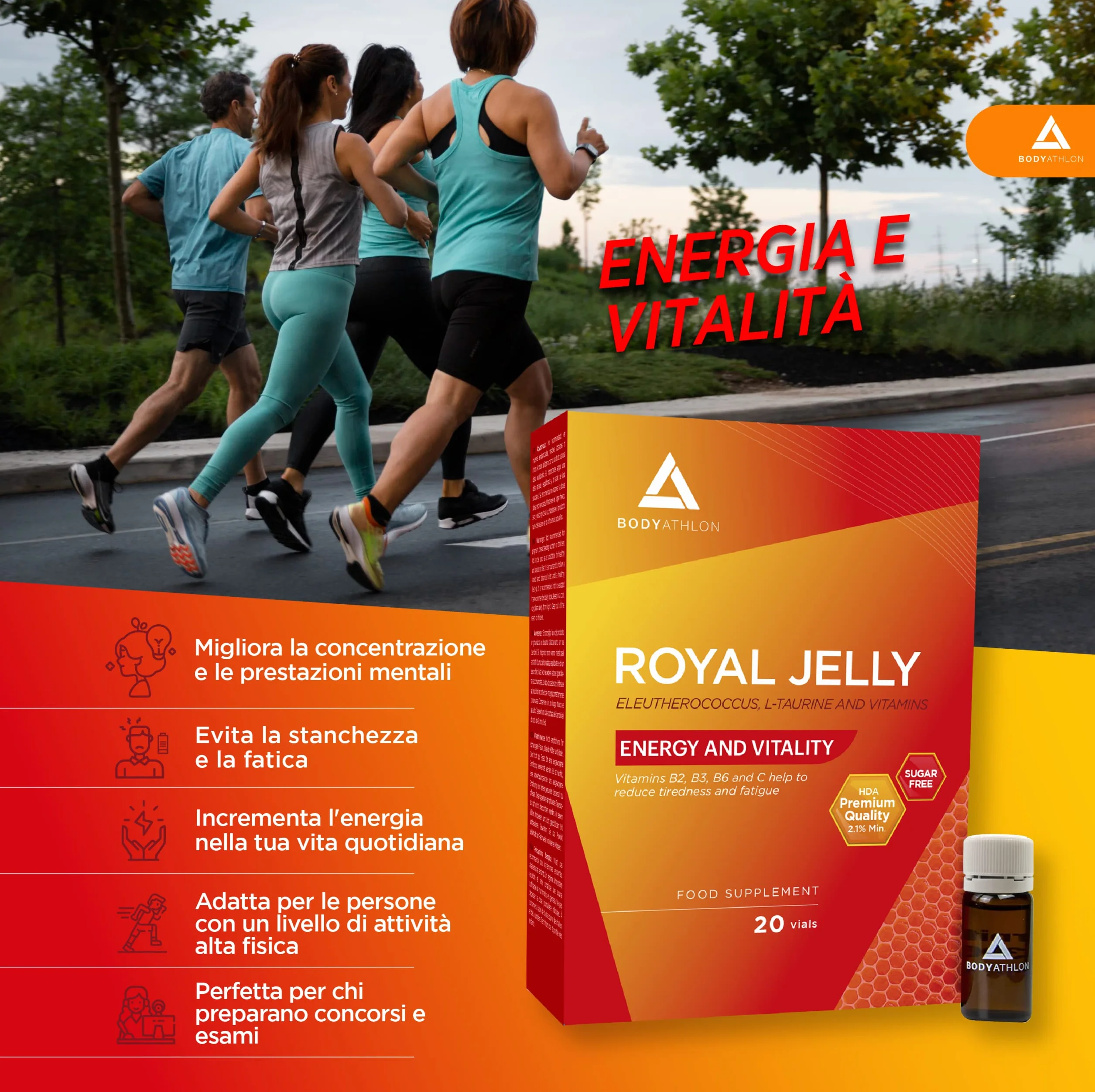 Pappa Reale e Ginseng Complesso vitaminico Eleuterococco L-Taurina Vitamine B C E 20 Fiale Energia Vitalità