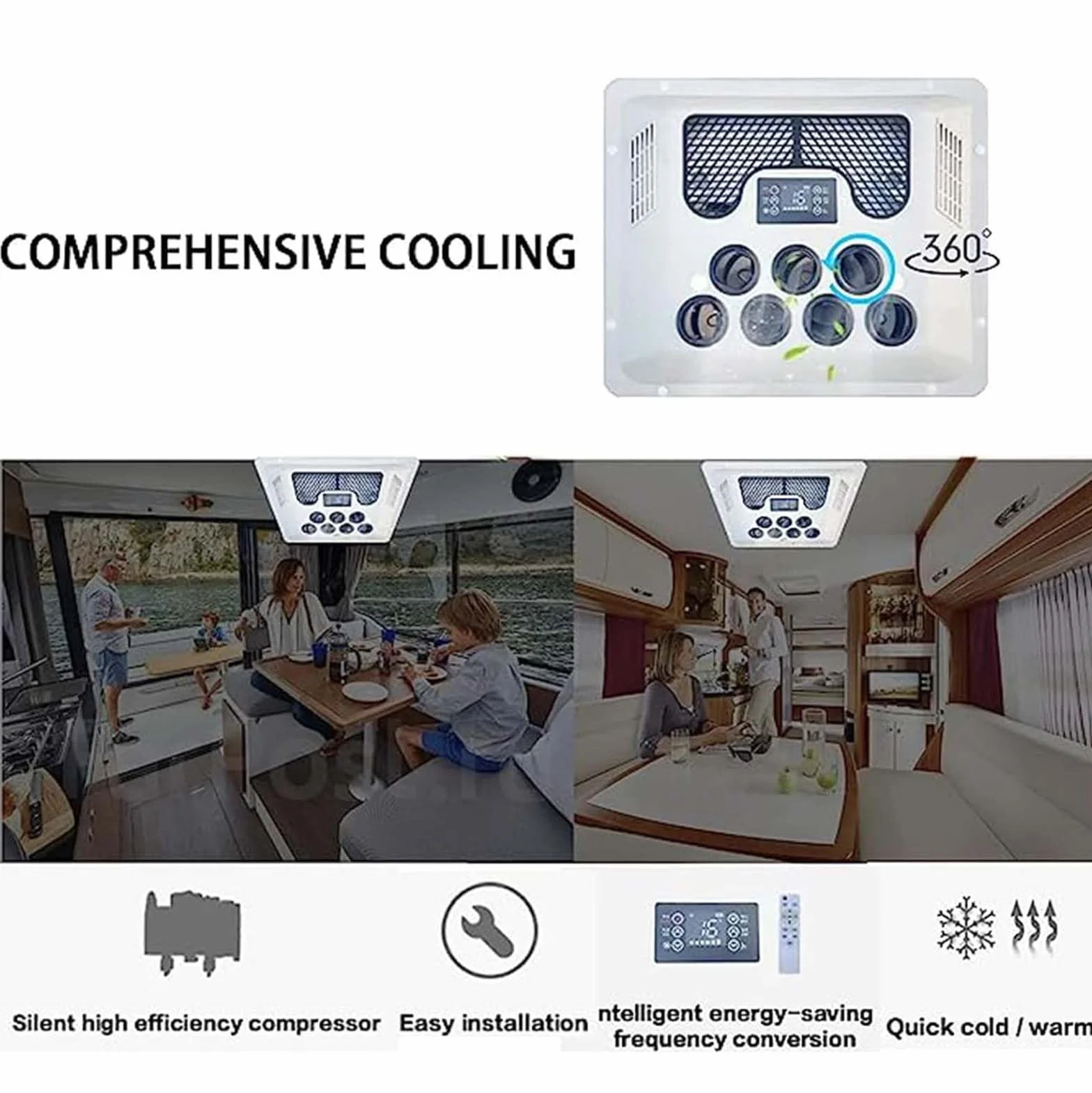 Condizionatore d'Aria per Camper Tetto 24V Raffreddamento Riscaldamento RV