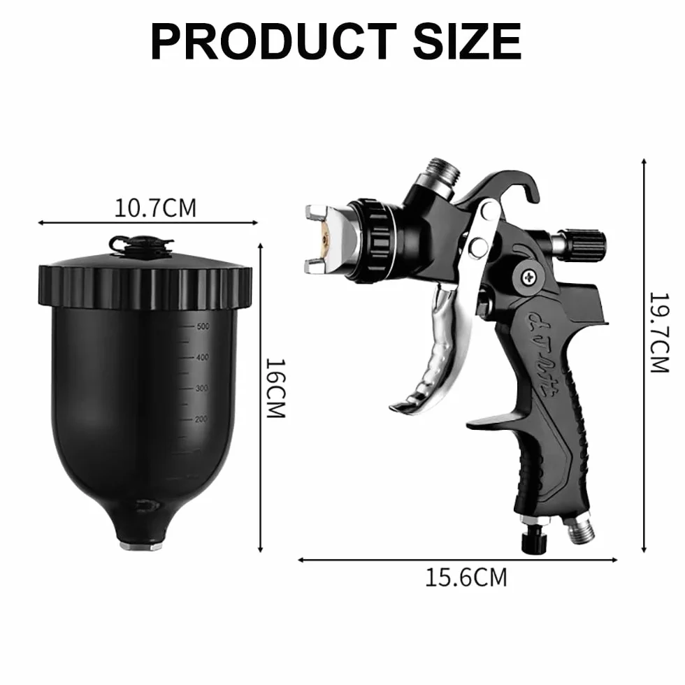 HVLP pistola a spruzzo per verniciare 4 ugelli 1,3mm 1,5mm 1,8mm 2,5mm Nero